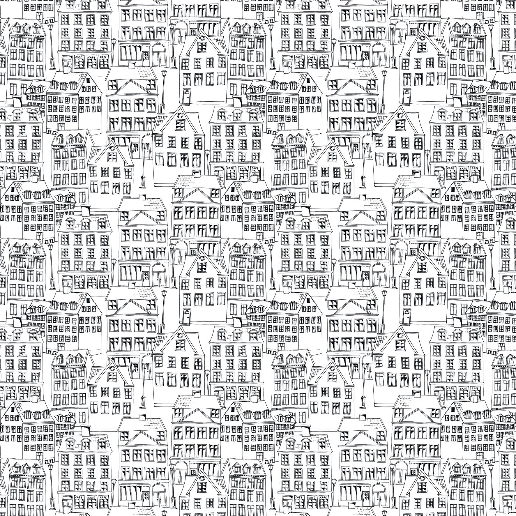 Gamlastan fabric, black-white Arvidssons Textil