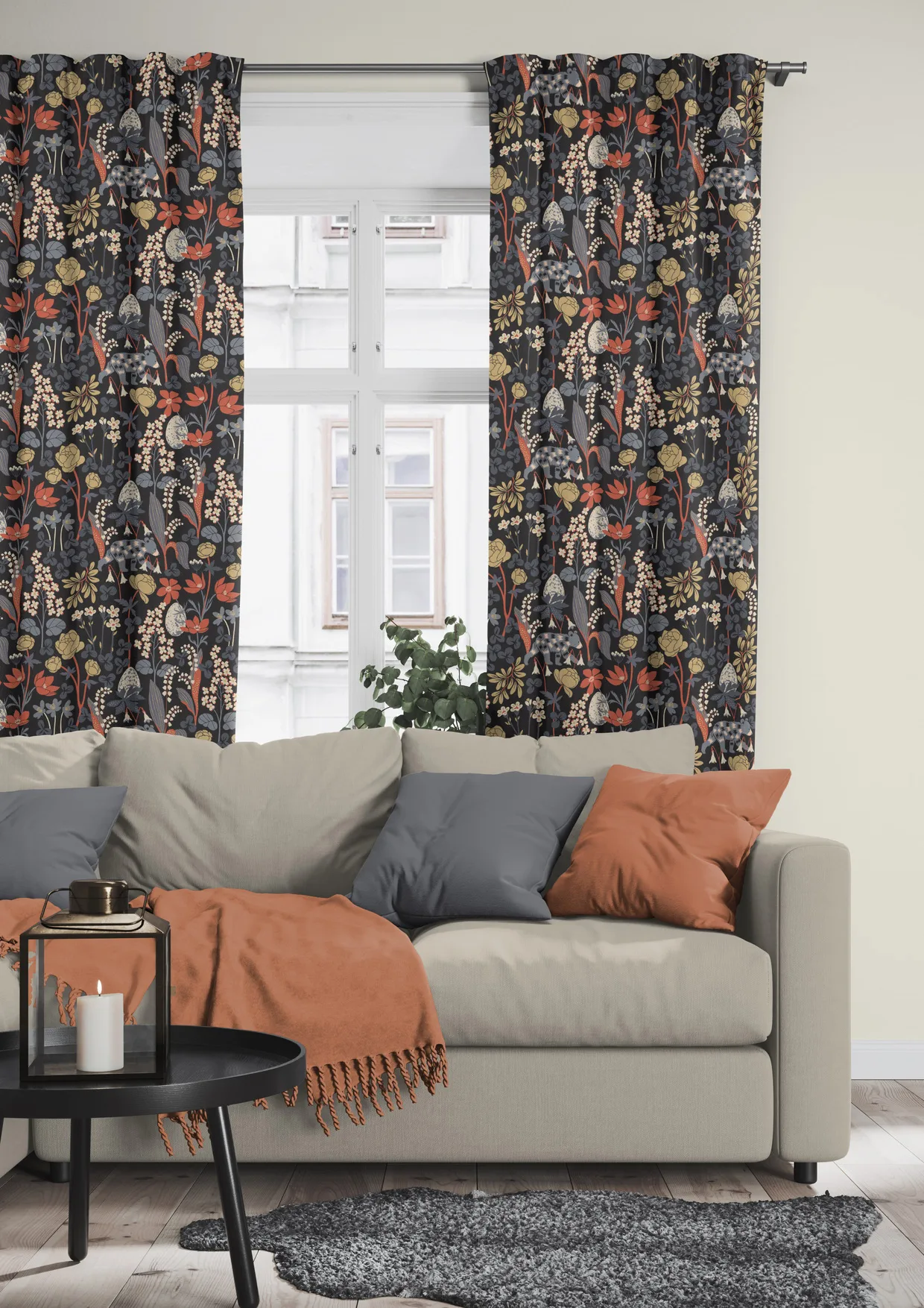 Här sover ingen björn oilcloth, Dark blue Arvidssons Textil