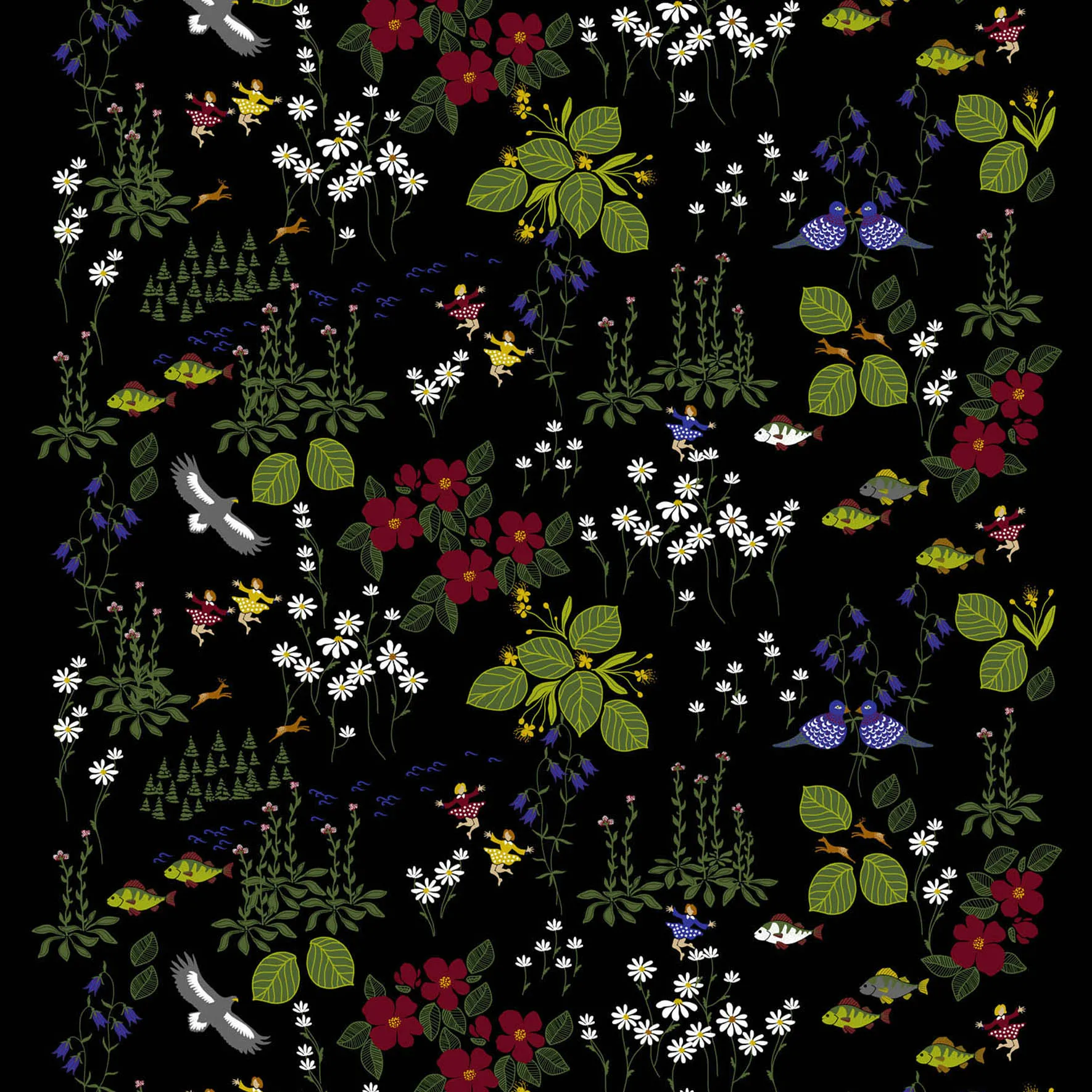 Himlajorden fabric, black Arvidssons Textil