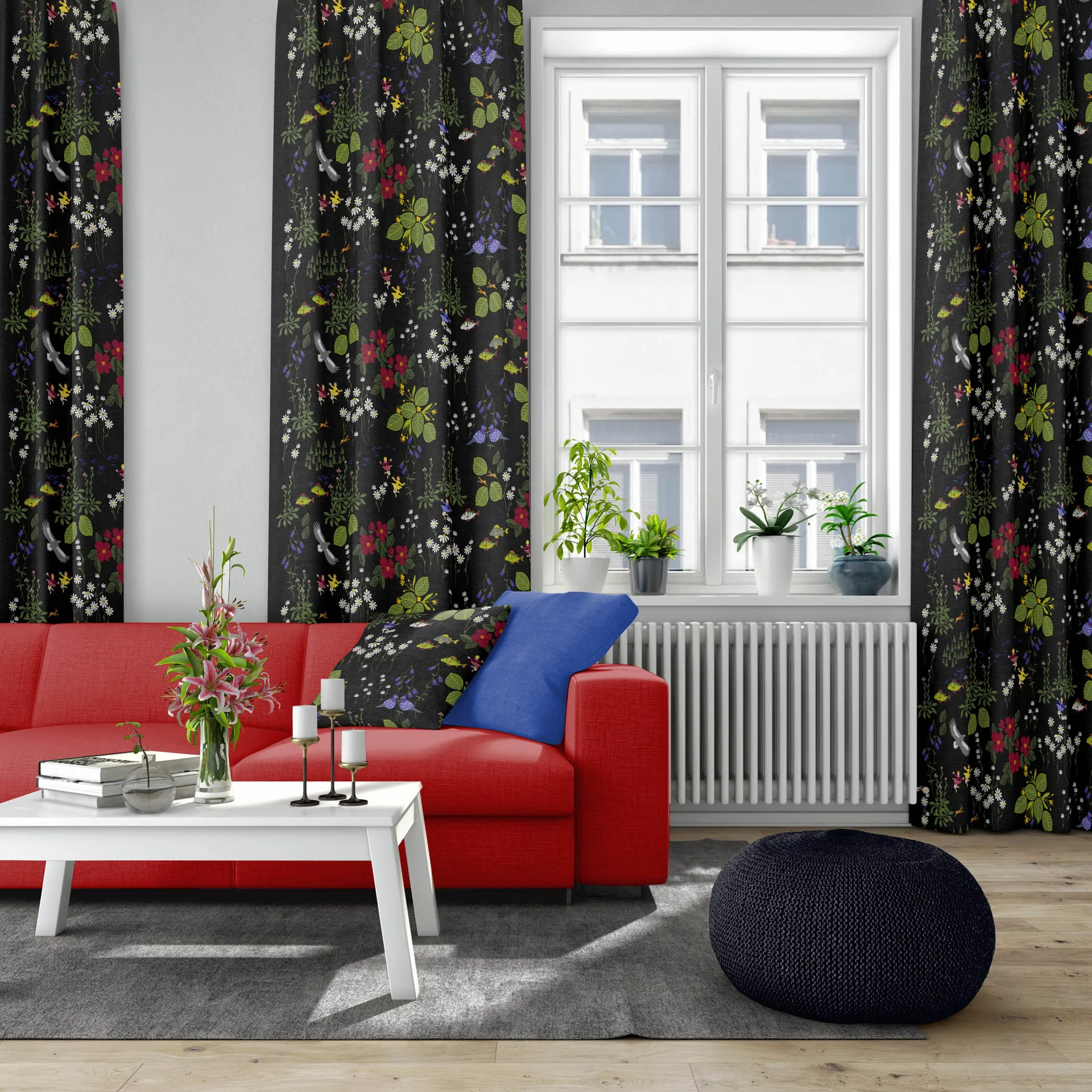 Himlajorden fabric, black Arvidssons Textil