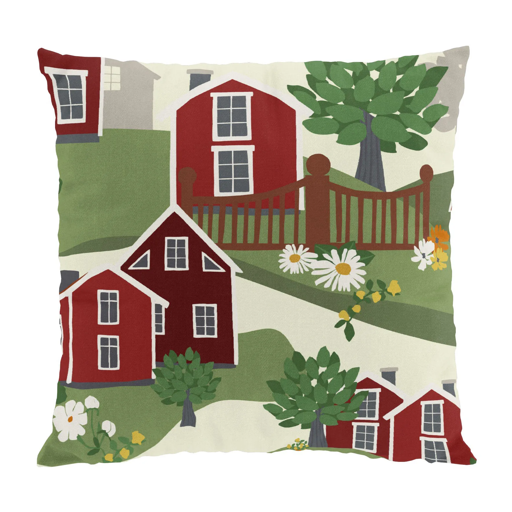 Katthult cushion cover 47x47 cm, Green-red Arvidssons Textil