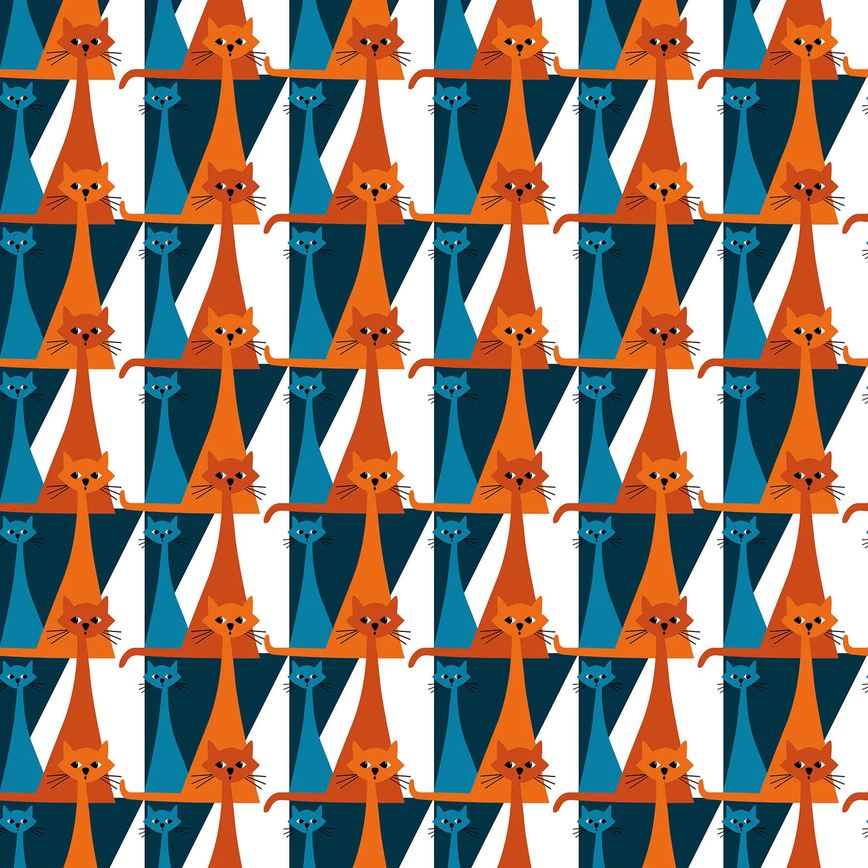 Kitty fabric, blue-orange Arvidssons Textil