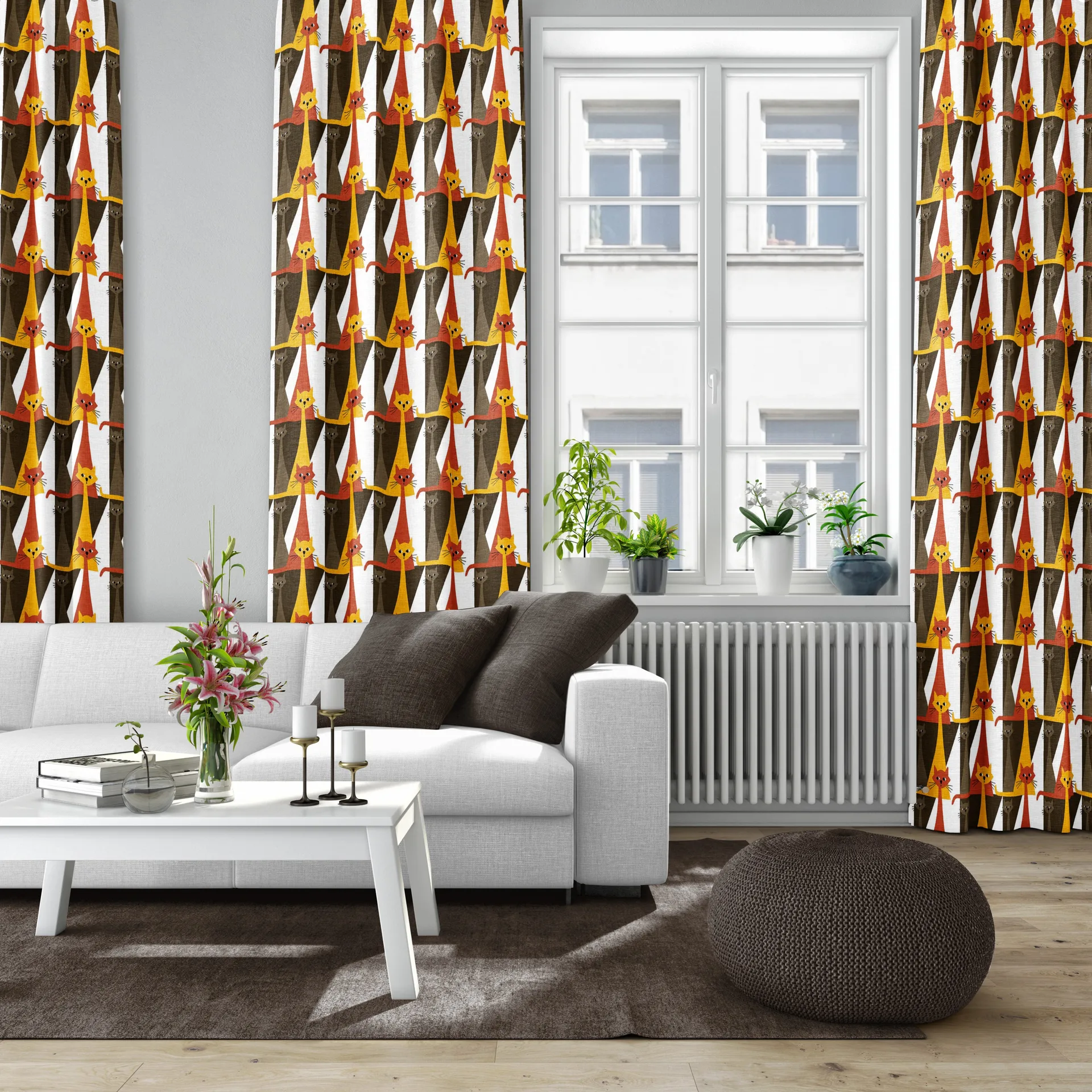 Kitty fabric, brown Arvidssons Textil