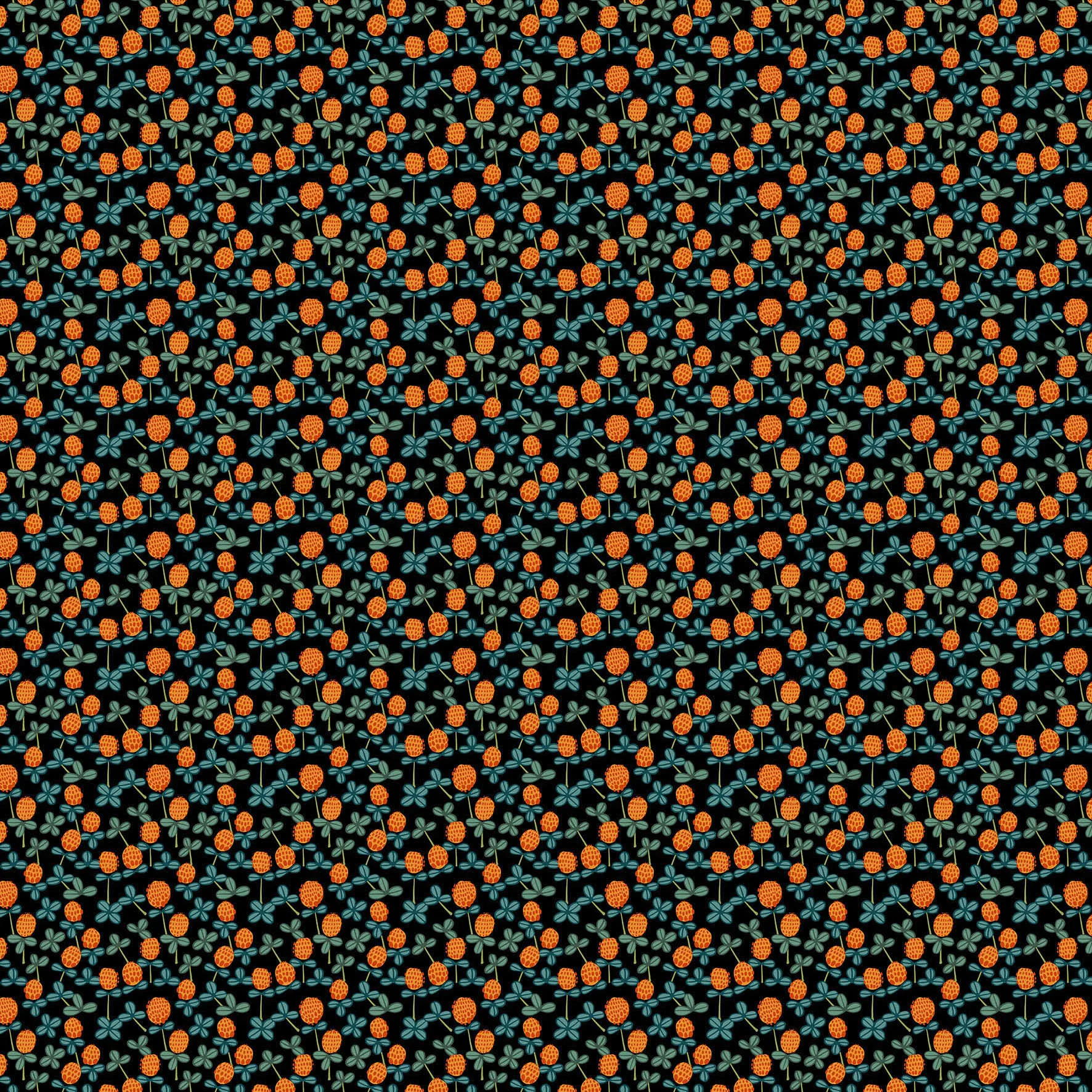 Klöveräng oilcloth, orange-black Arvidssons Textil
