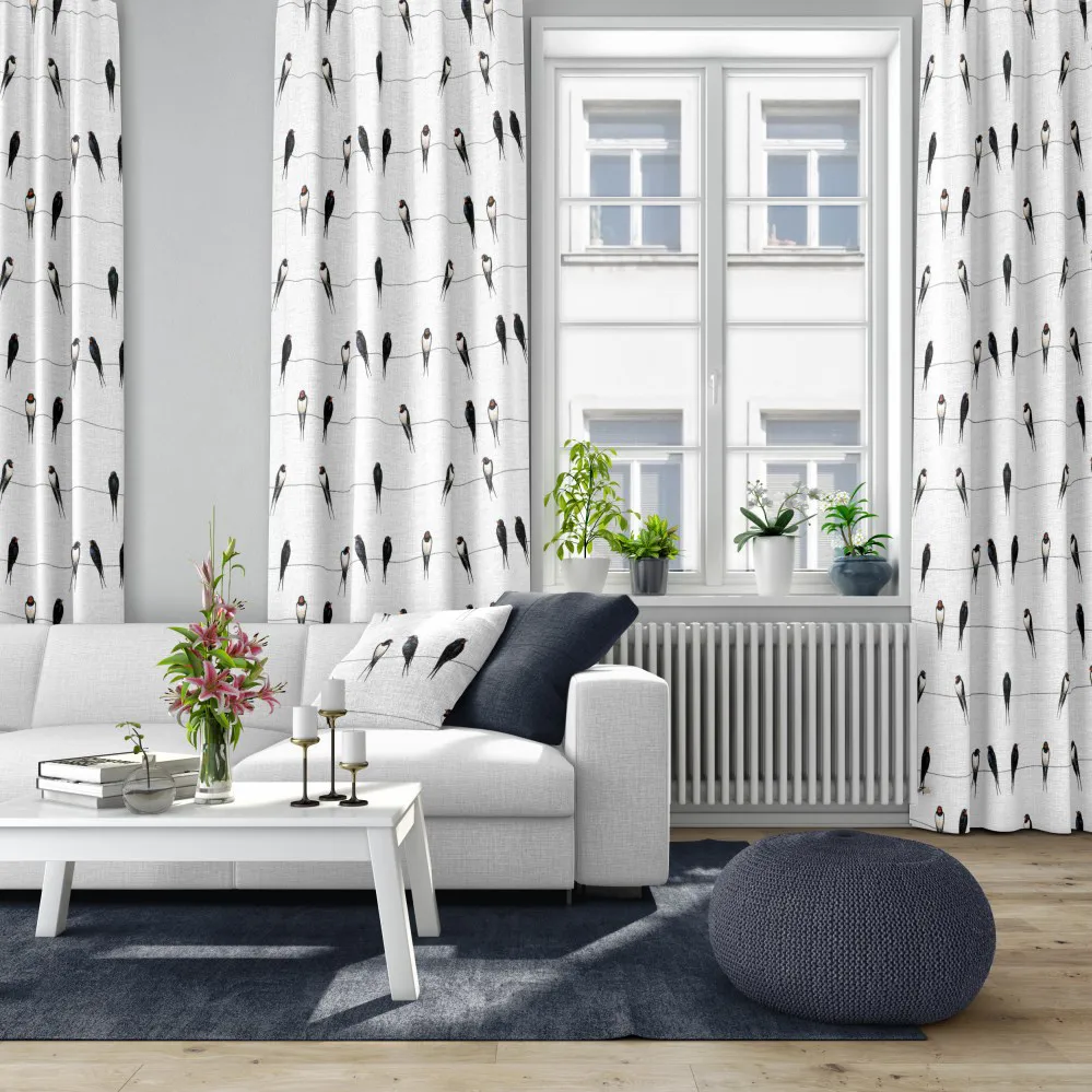 Ladusvalor fabric, white Arvidssons Textil