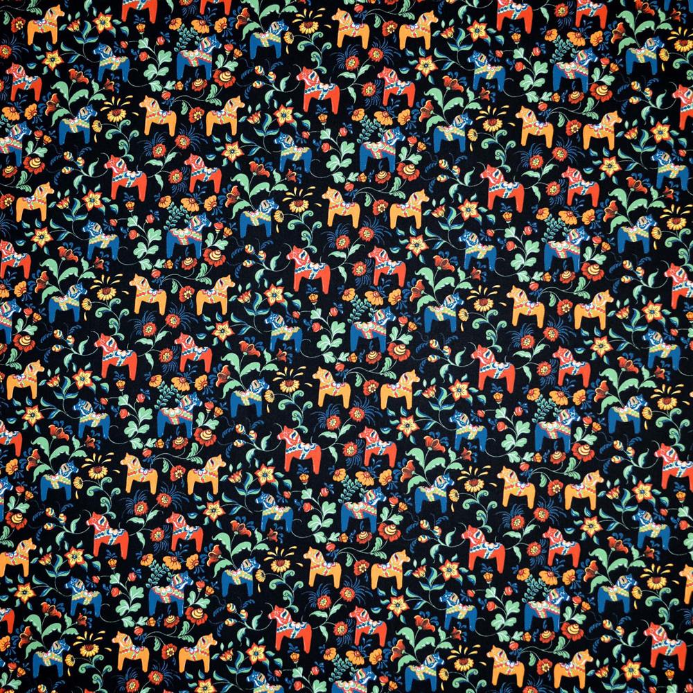 Arvidssons Textil Leksand mini fabric black | Scandinavian Design | Fabric by the metre | Blue