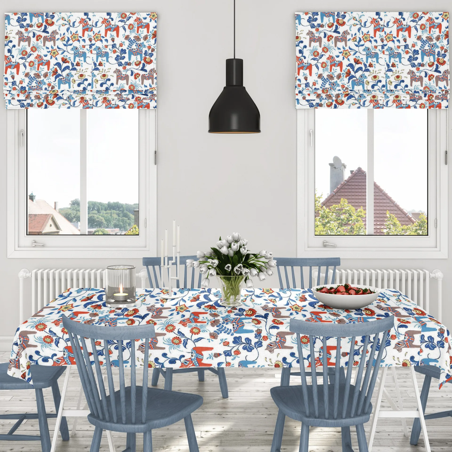 Leksand oilcloth, Blue-orange Arvidssons Textil