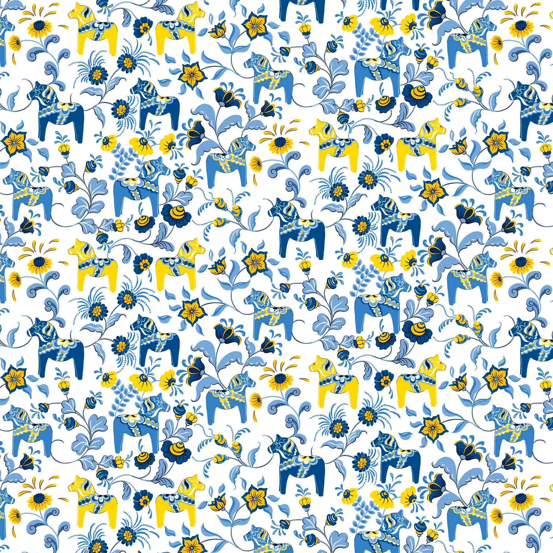 Leksand oilcloth, Yellow-blue Arvidssons Textil