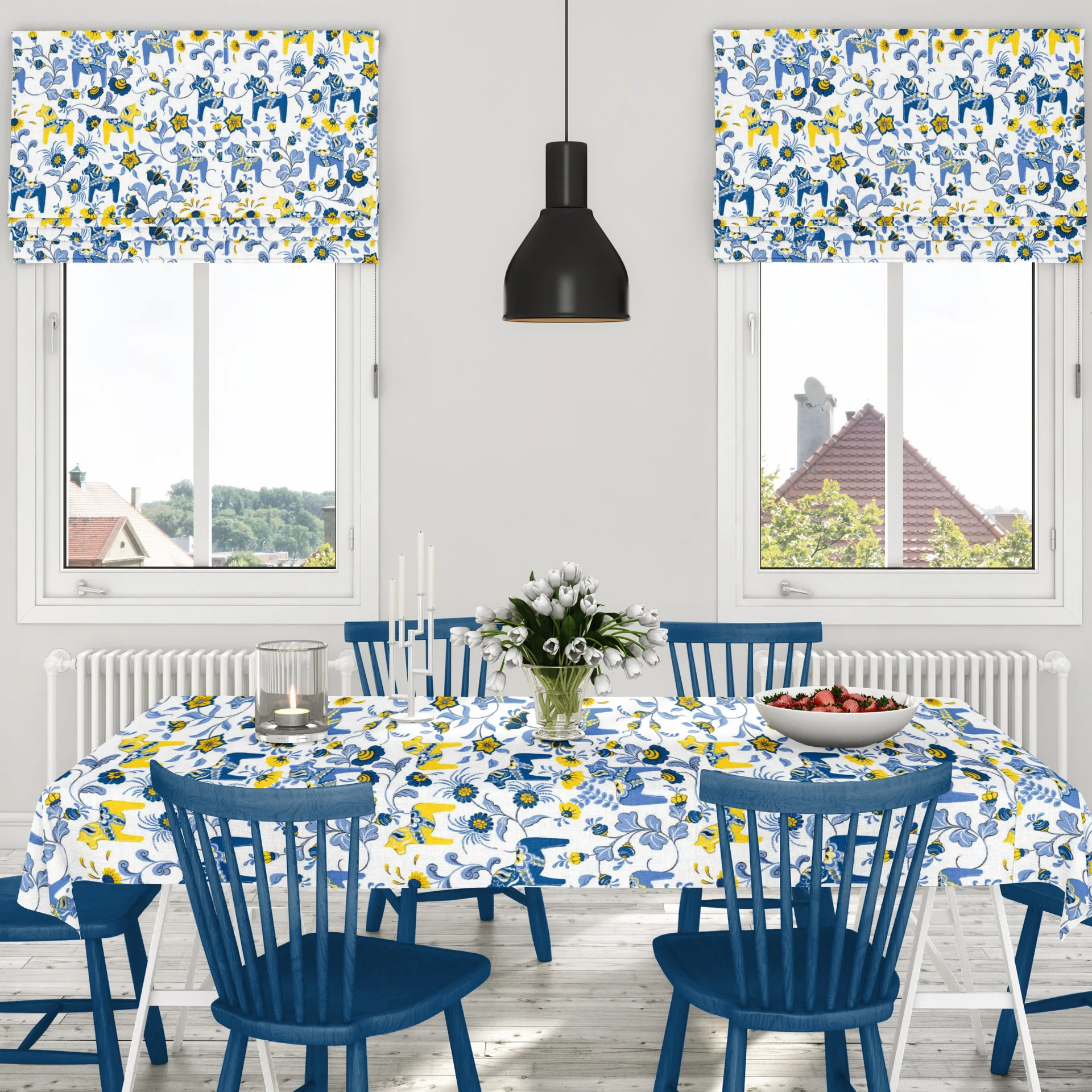 Leksand oilcloth, Yellow-blue Arvidssons Textil