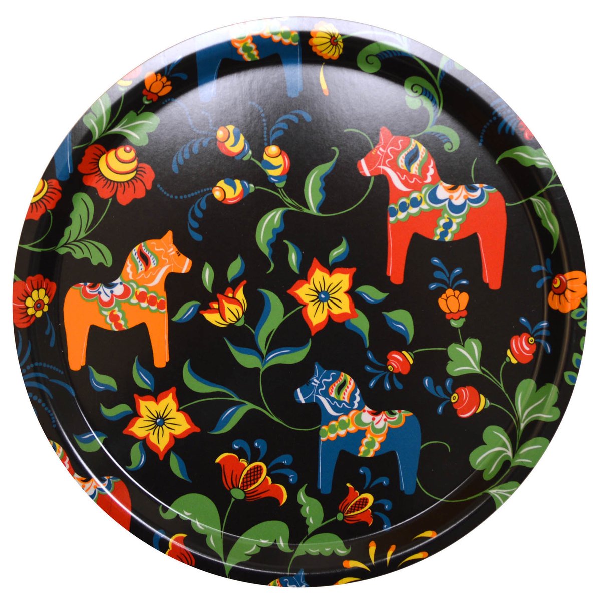 Arvidssons Textil Leksand round tray o31 cm black | Scandinavian Design | Trays | Multi