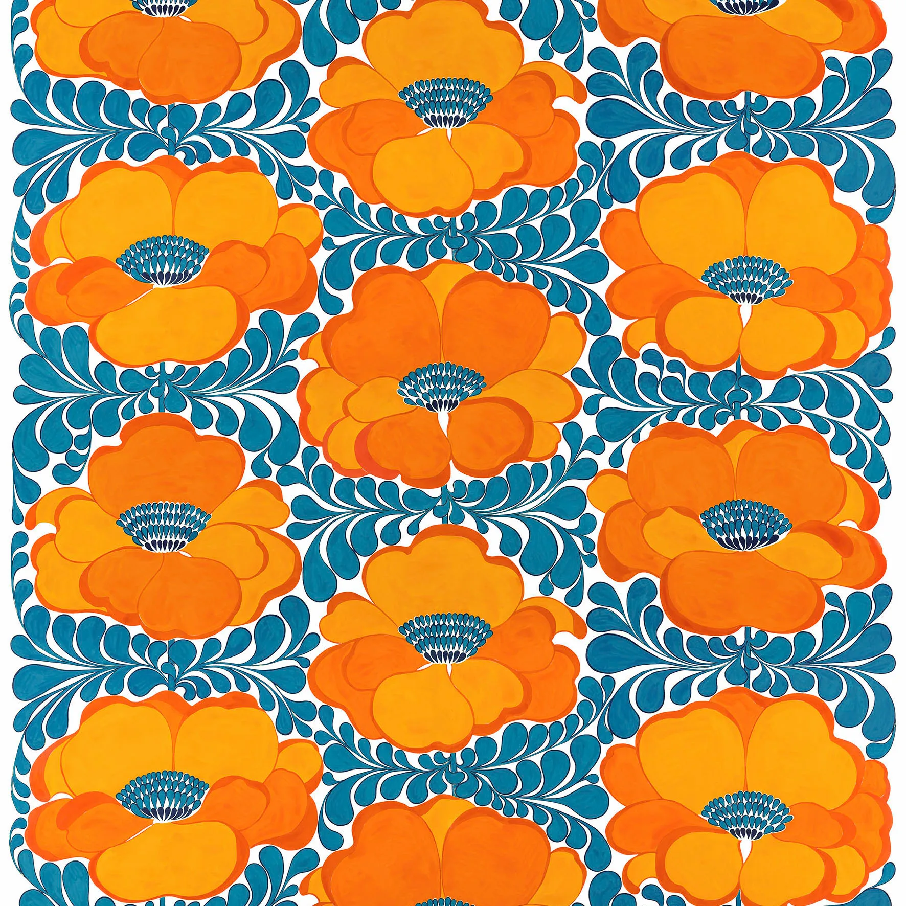 Love fabric, blue-orange Arvidssons Textil