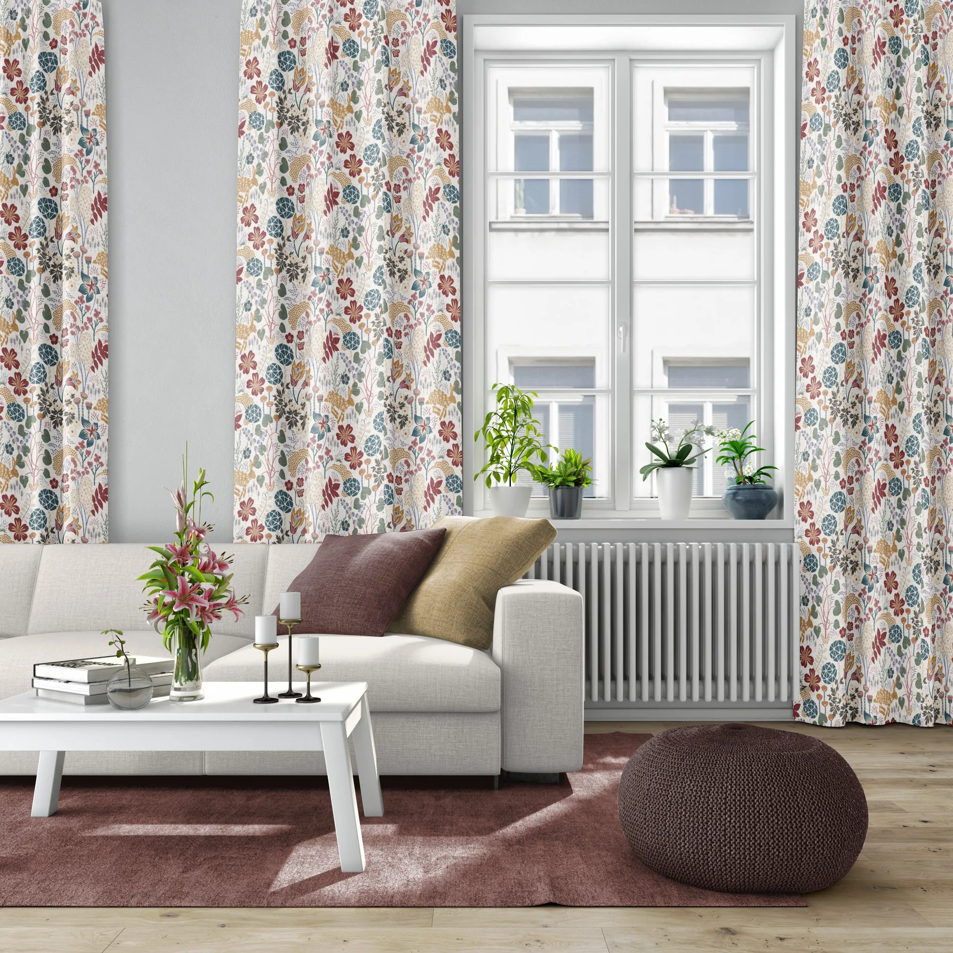 Lyckeflykt fabric, Rust-brown Arvidssons Textil