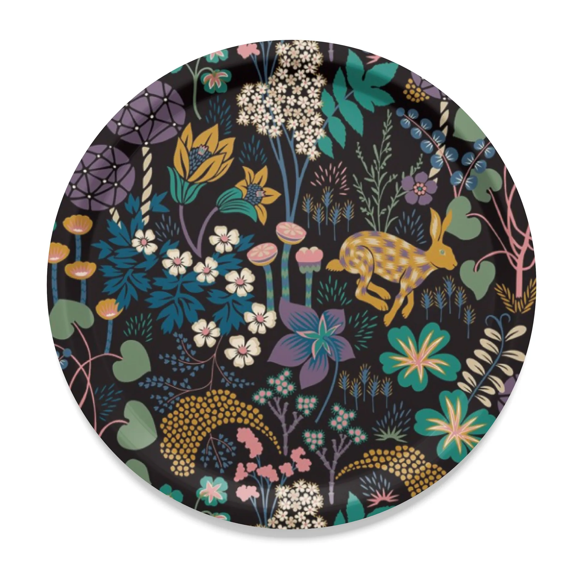 Lyckeflykt tray Ø31 cm, Black Arvidssons Textil