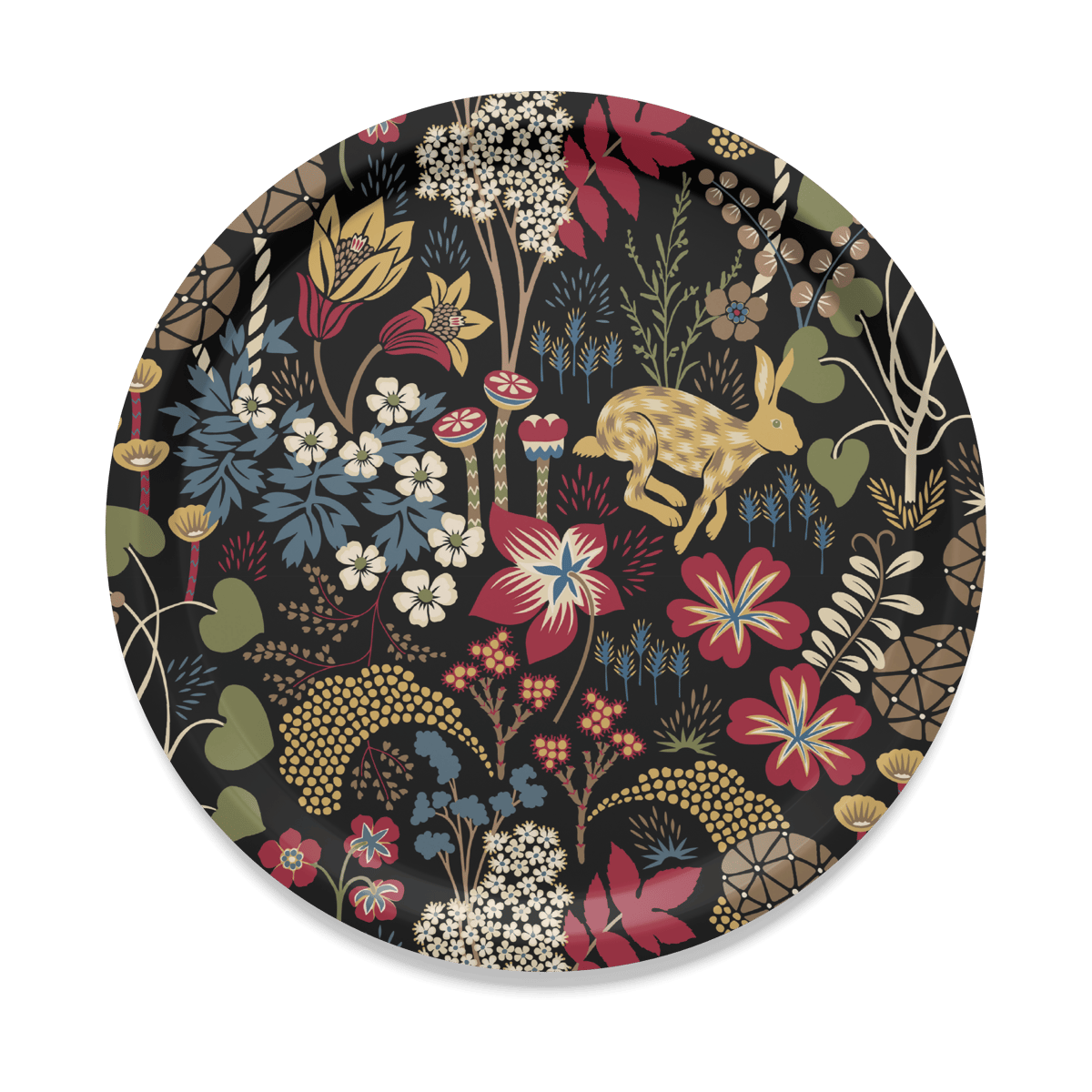 Arvidssons Textil Lyckeflykt tray o31 cm Red-brown | Scandinavian Design | Trays | Black