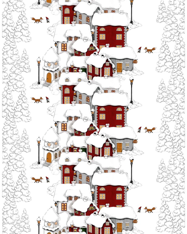 Mikkel fabric, Off white-grey-red Arvidssons Textil
