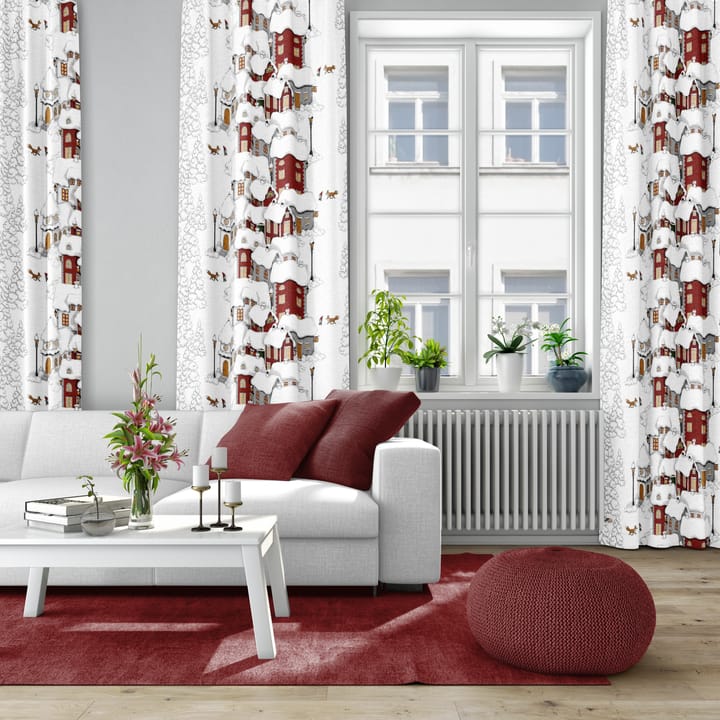 Mikkel fabric, Off white-grey-red Arvidssons Textil