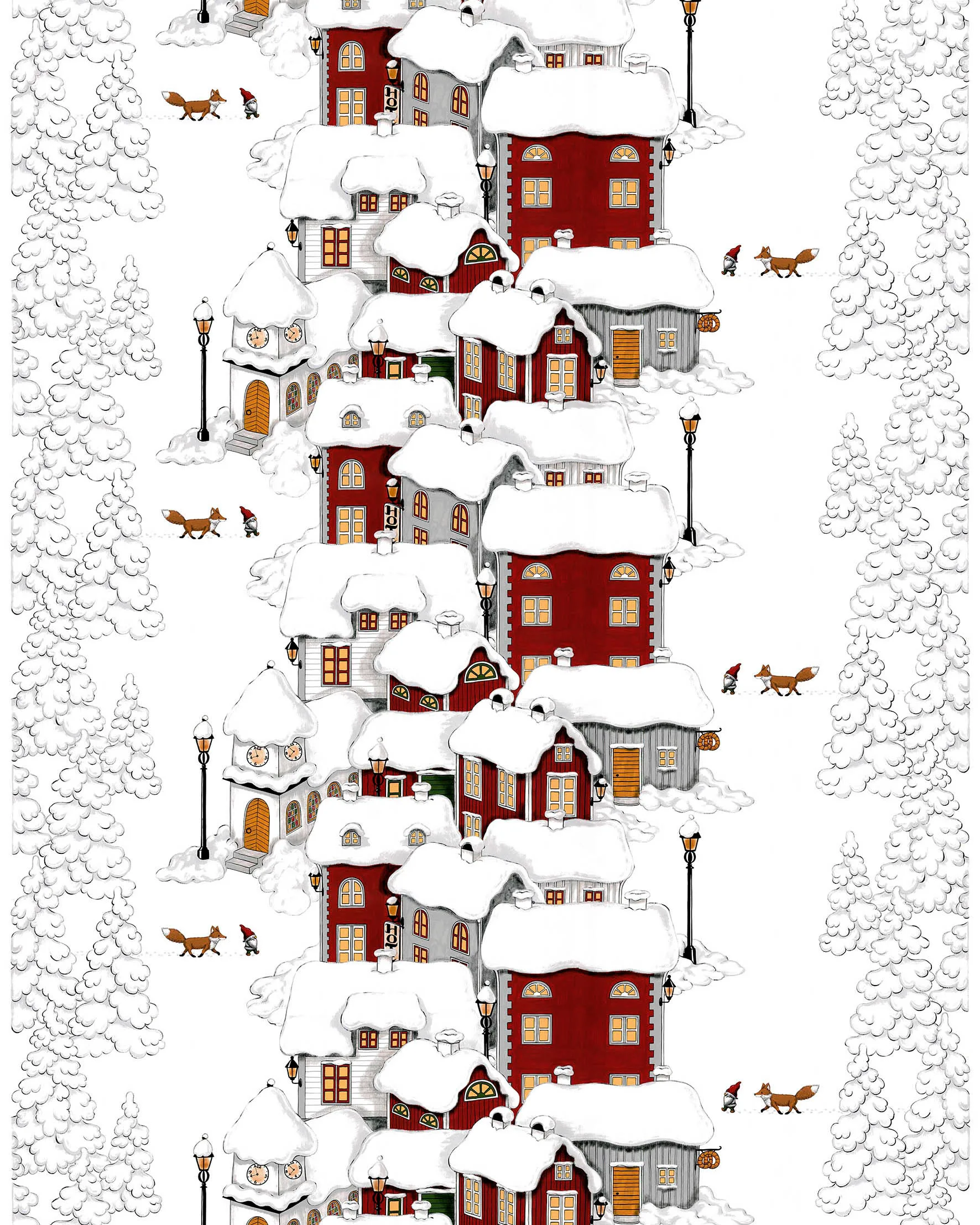 Mikkel oilcloth, Off white-grey-red Arvidssons Textil