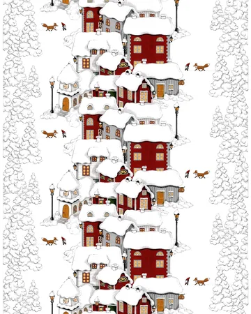 Mikkel oilcloth - Off white-grey-red - Arvidssons Textil