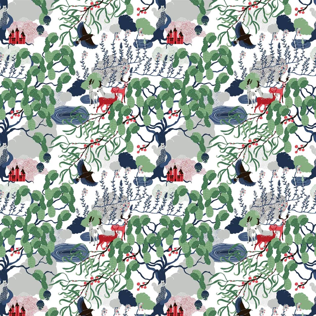 Arvidssons Textil Mimers brunn fabric multi' | Scandinavian Design | Fabric by the metre | Multi