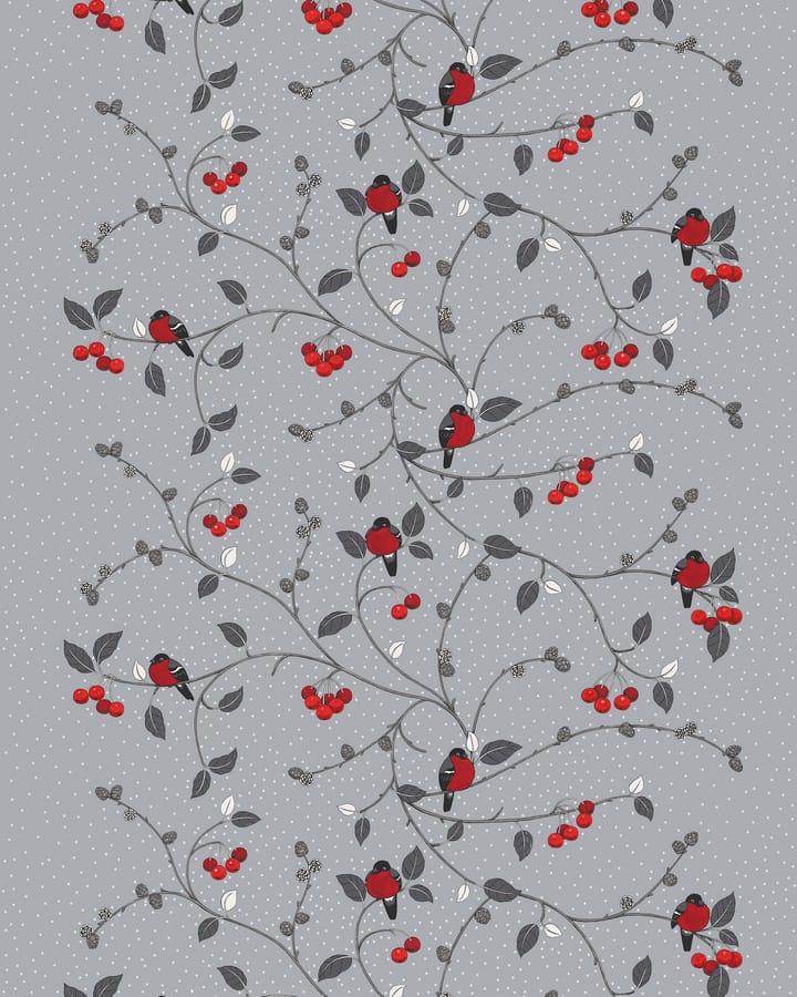 Paradisäpplen fabric, grey-red Arvidssons Textil