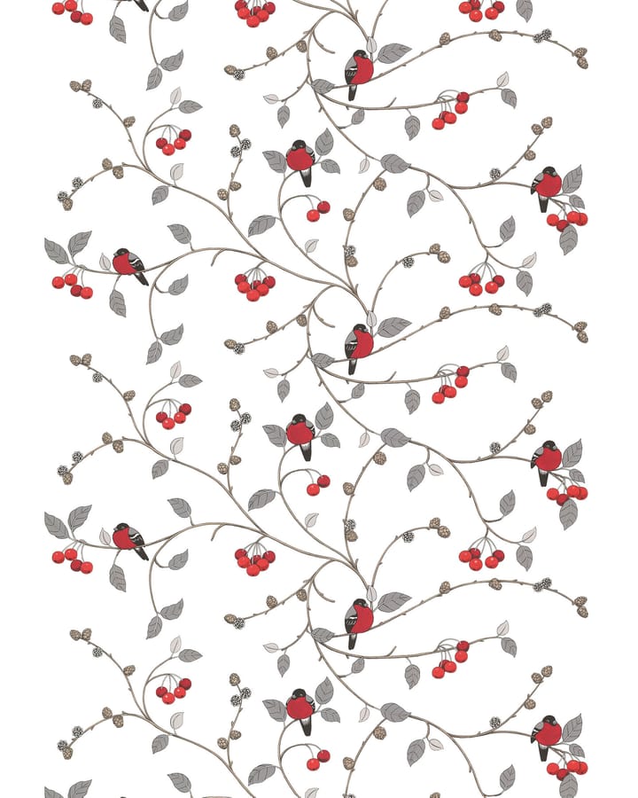 Paradisäpplen fabric - Off white-grey-red - Arvidssons Textil