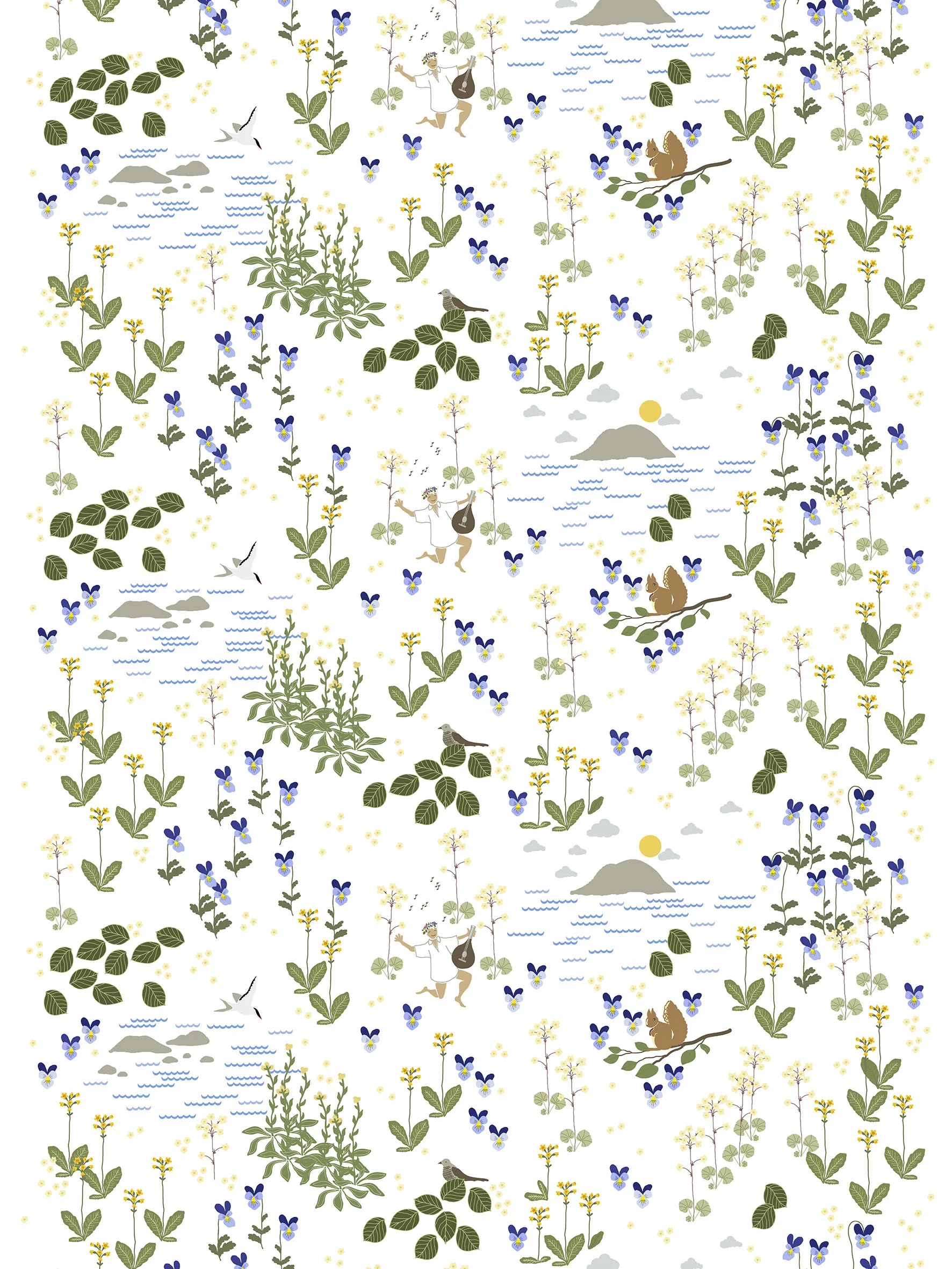 Rönnerdahl oilcloth, Off white-green Arvidssons Textil