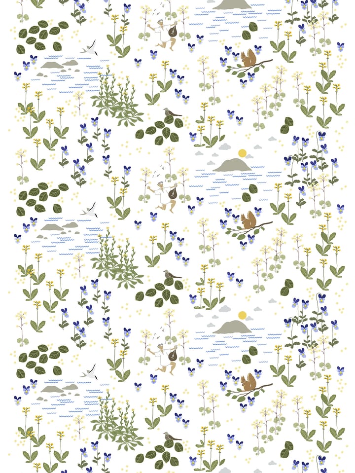 Rönnerdahl oilcloth - Off white-green - Arvidssons Textil