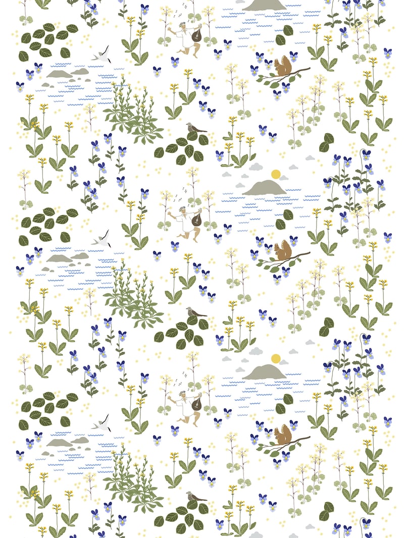 Arvidssons Textil Rönnerdahl oilcloth Off white-green