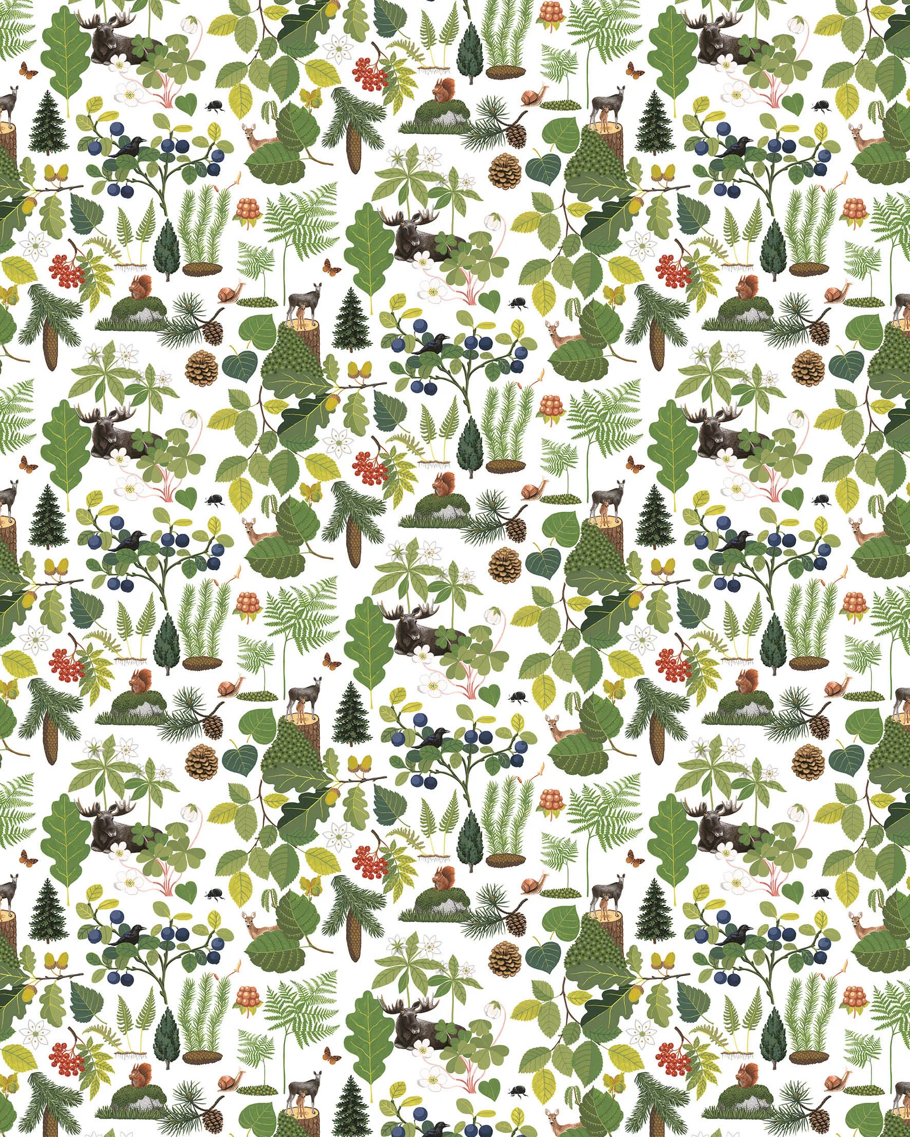 Skogsliv fabric, Green Arvidssons Textil