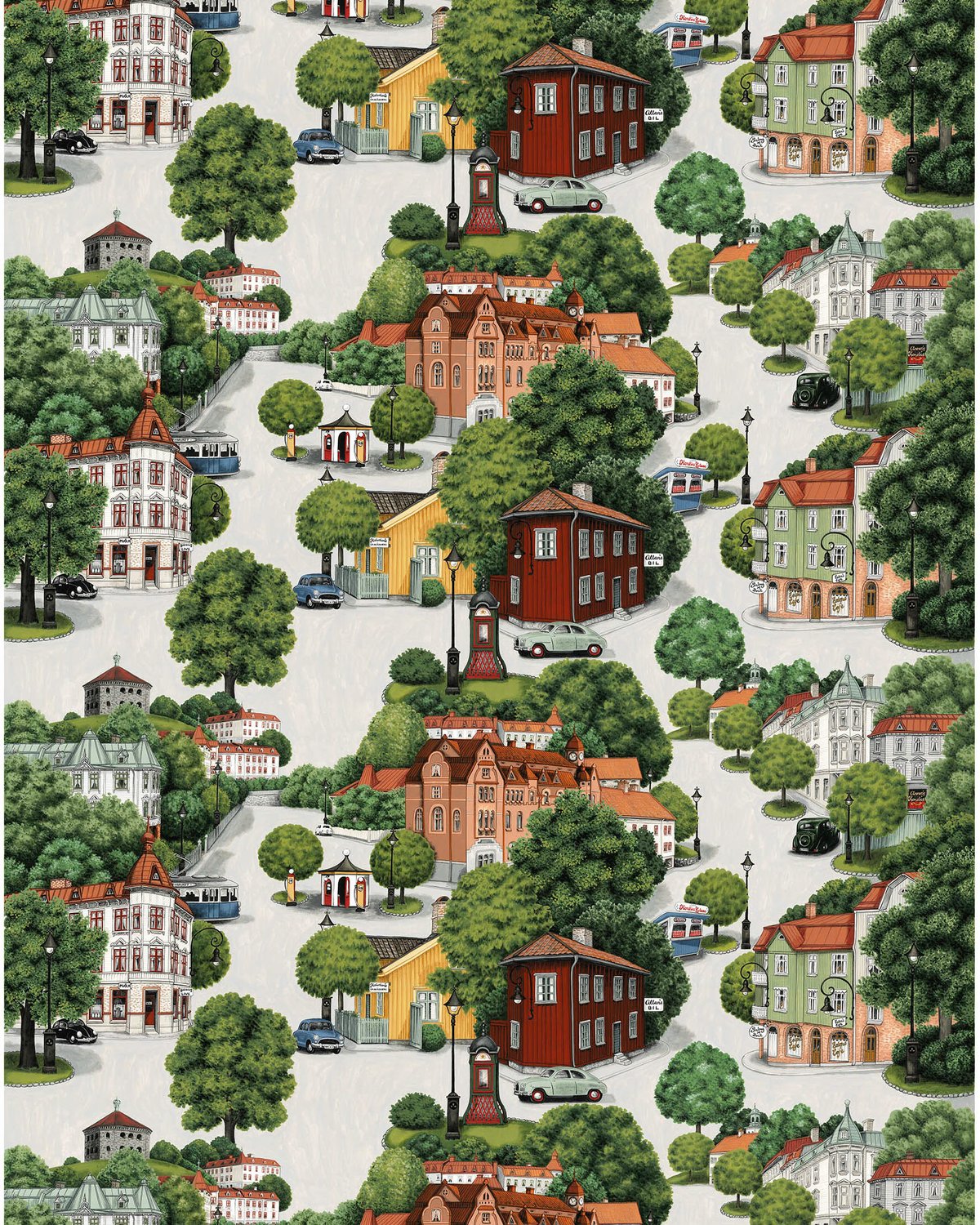 Arvidssons Textil Sommarstad fabric Green | Scandinavian Design | Fabric by the metre | Multi