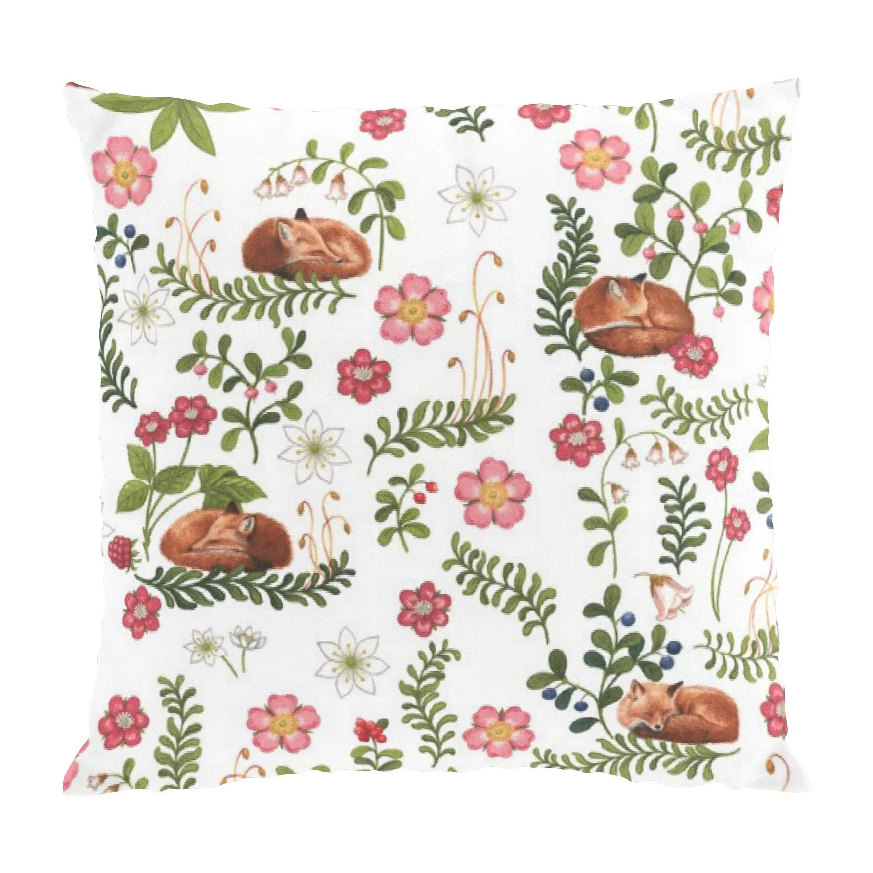 Sova räv pillowcase 47x47 cm, Green-pink Arvidssons Textil