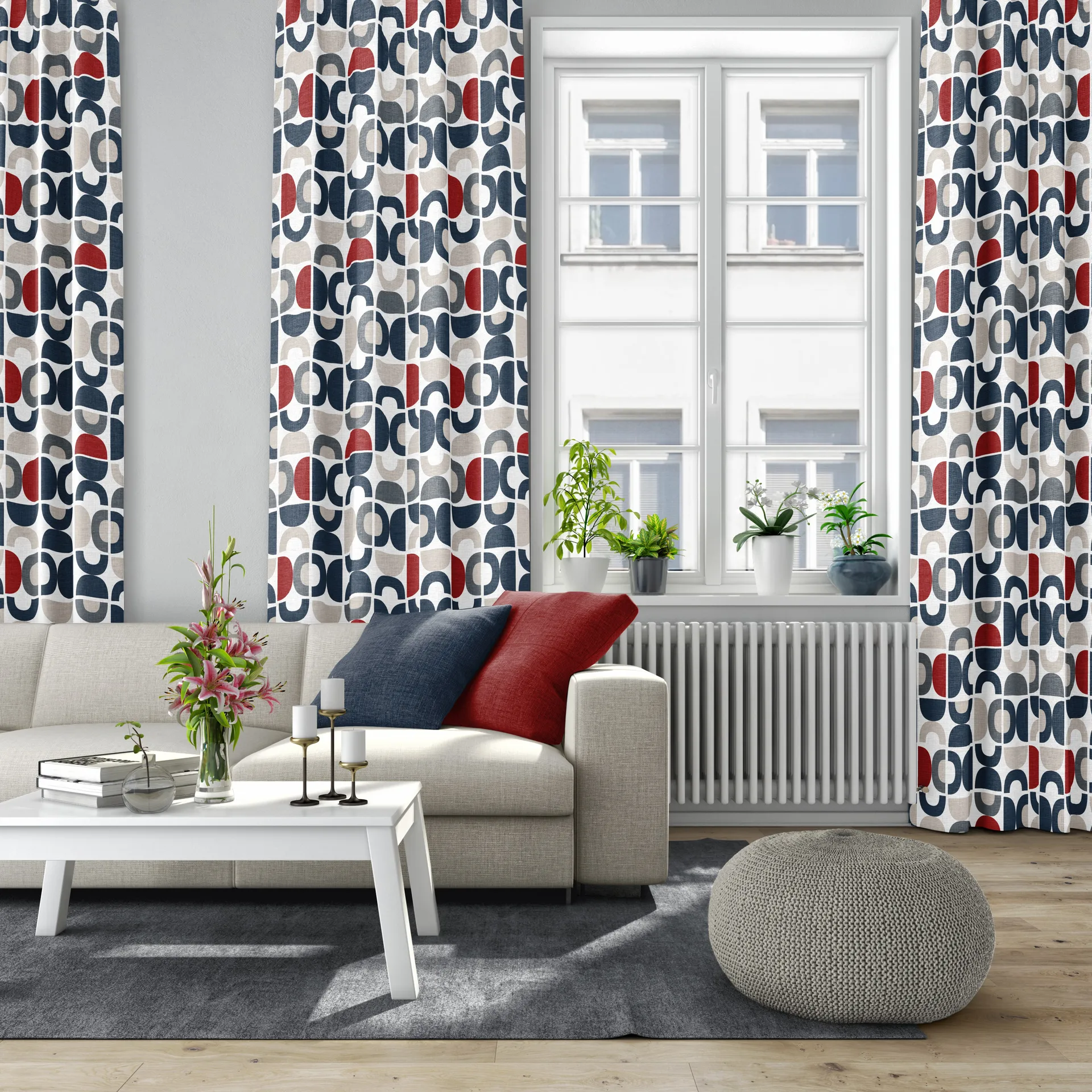 Spiral Dance Fabric, Blue Arvidssons Textil