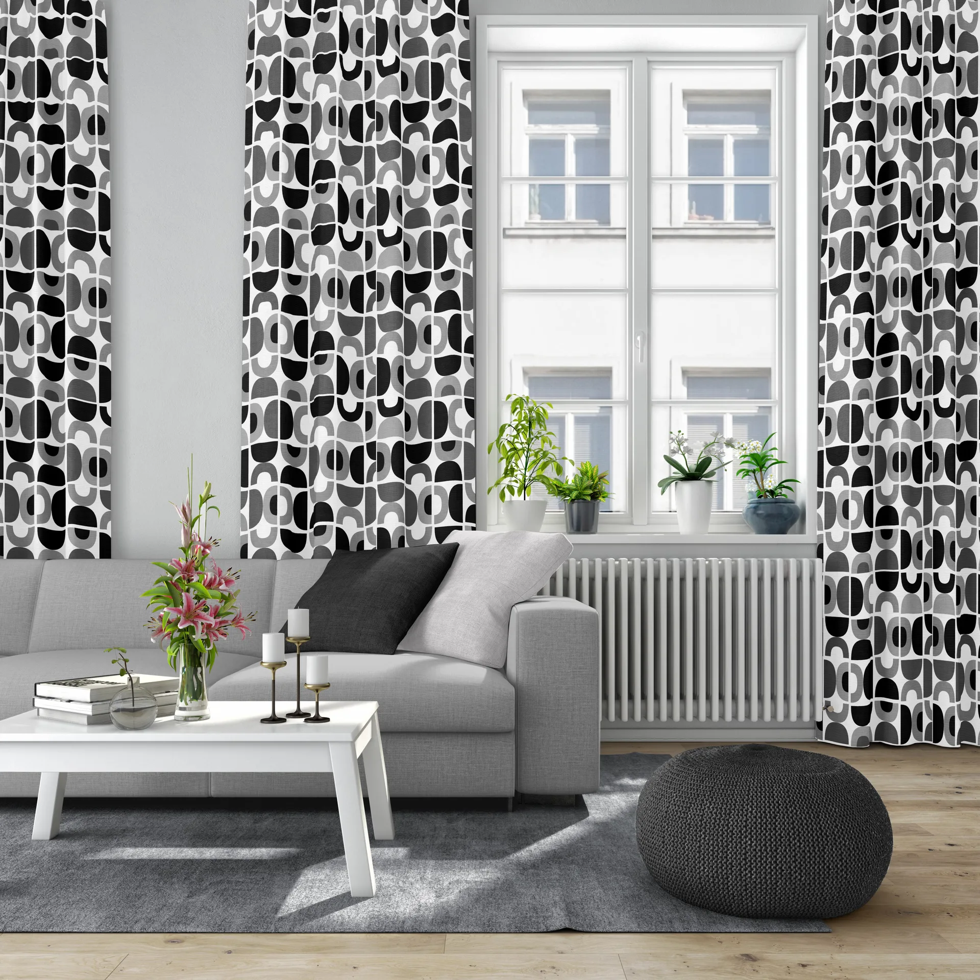 Spiral Dance Fabric, Grey Arvidssons Textil