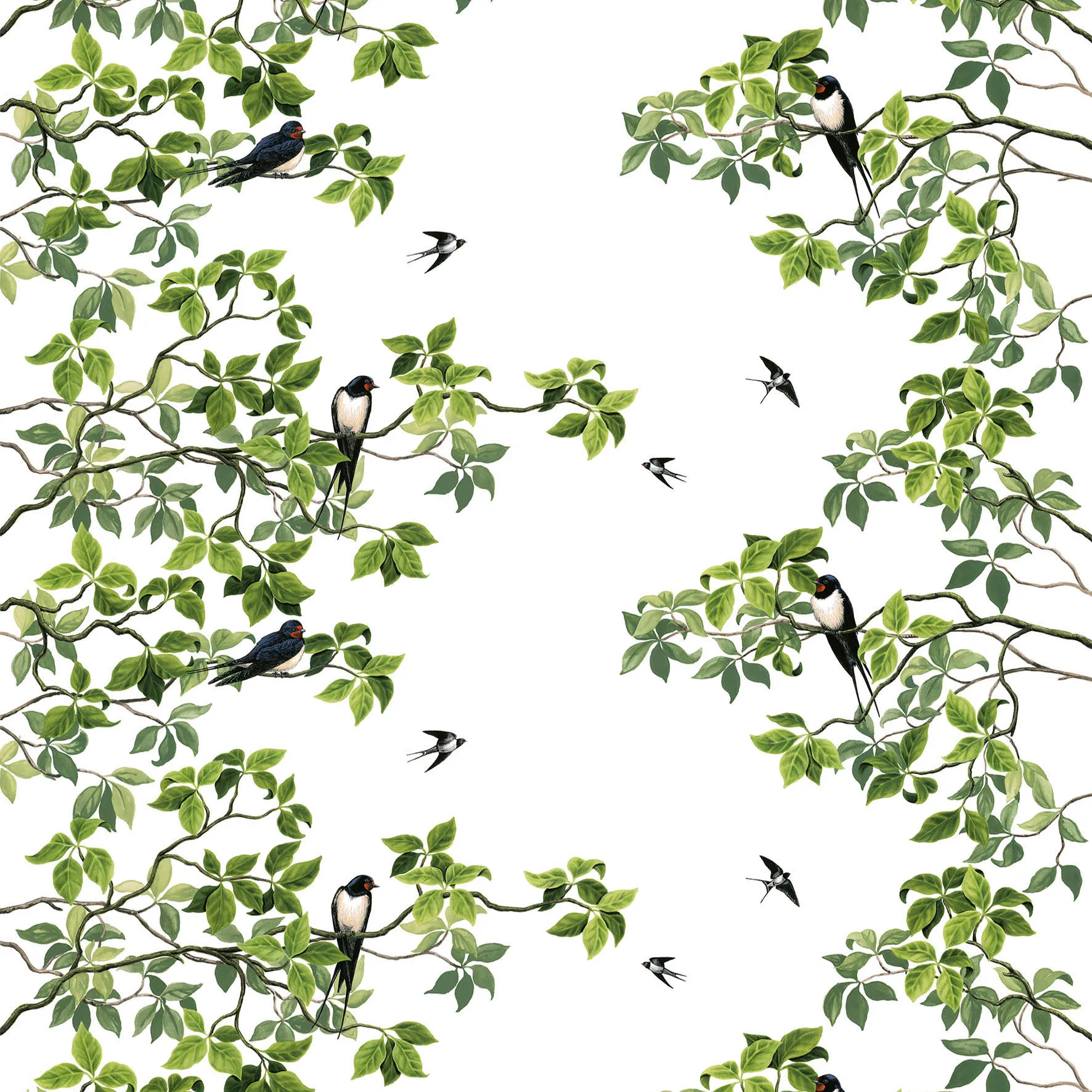 Svallöv fabric, white Arvidssons Textil