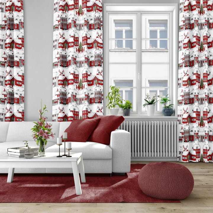 Tomteboda fabric - off white-red - Arvidssons Textil