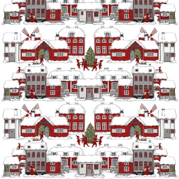 Tomteboda fabric - off white-red - Arvidssons Textil
