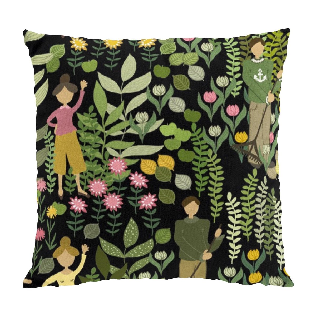 Arvidssons Textil Trädgård cushion cover 47x47 cm Black-green