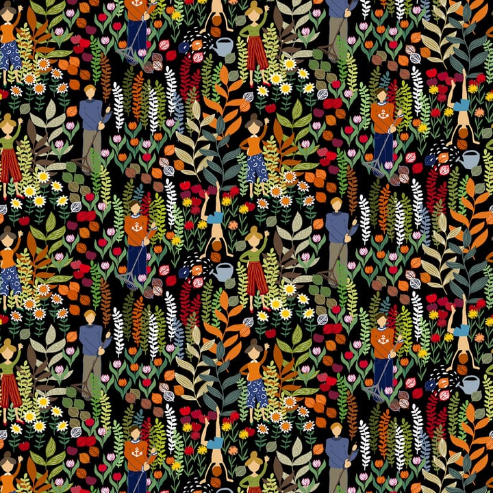 Trädgård fabric - black-multi - Arvidssons Textil