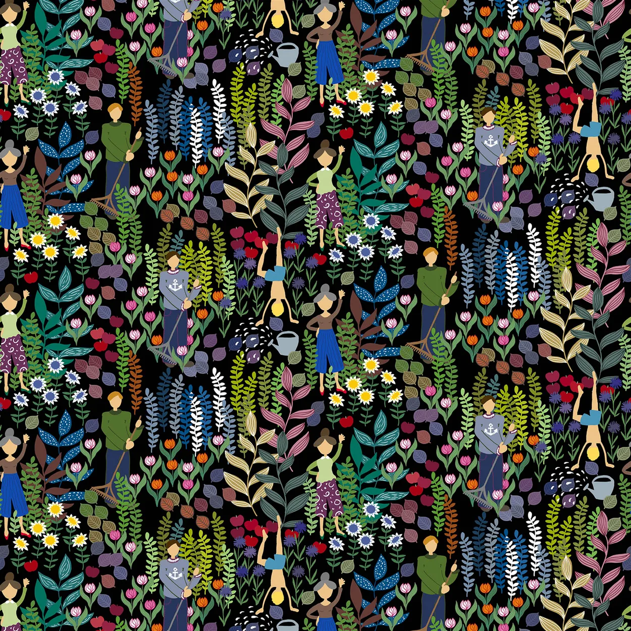 Arvidssons Textil Trädgård fabric black | Scandinavian Design | Fabric by the metre | Black