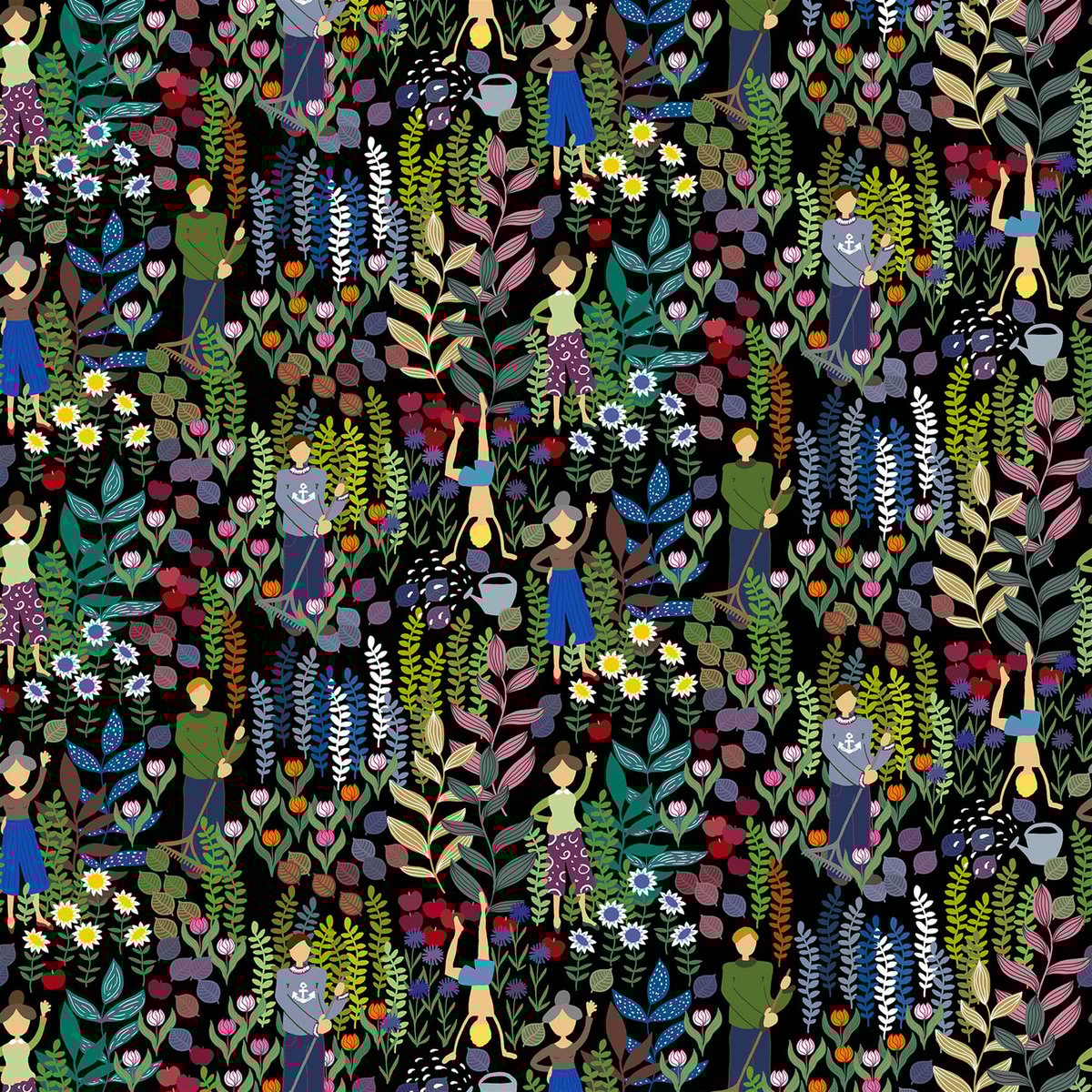 Arvidssons Textil Trädgård fabric black | Scandinavian Design | Fabric by the metre | Black