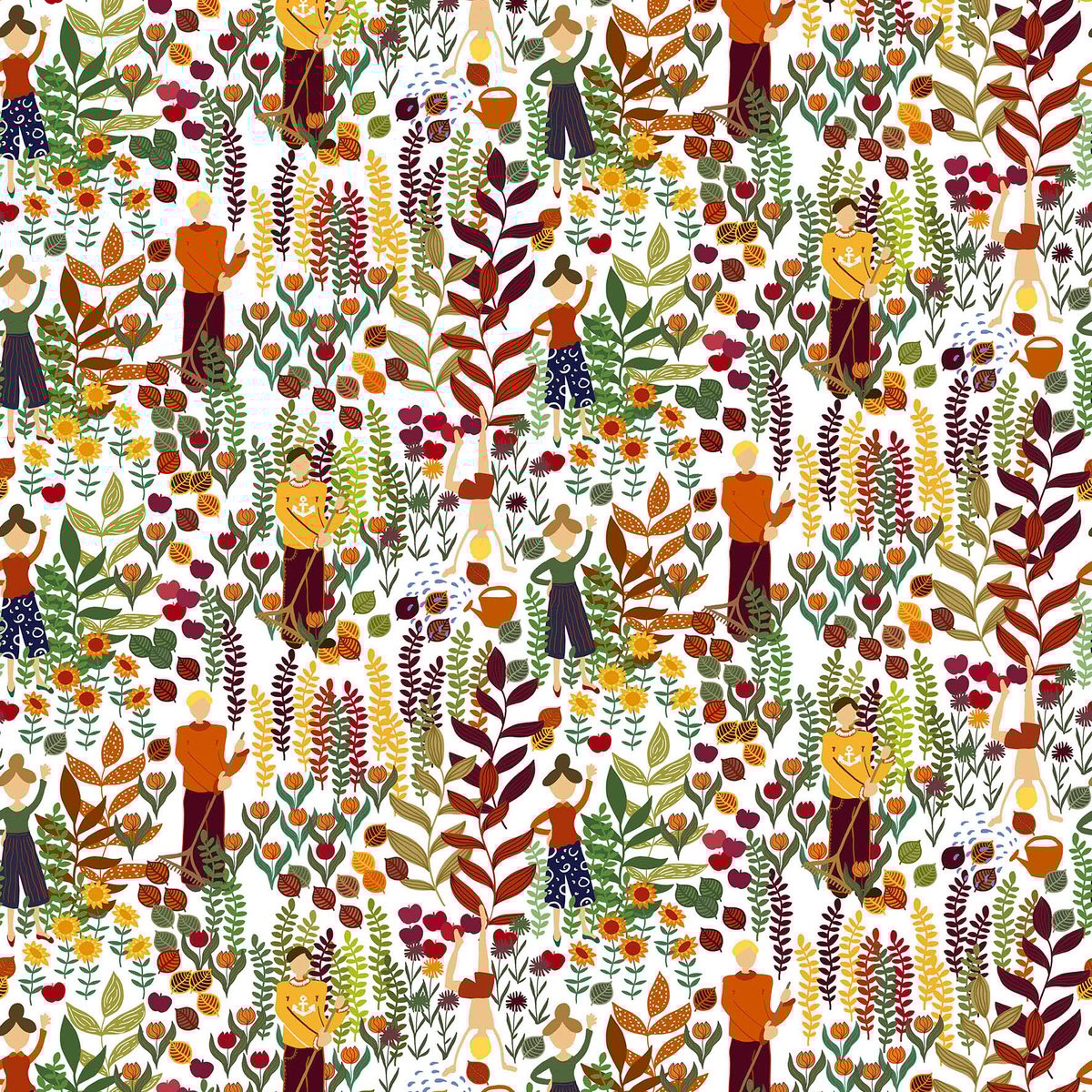Arvidssons Textil Trädgård fabric rust | Scandinavian Design | Fabric by the metre | Multi