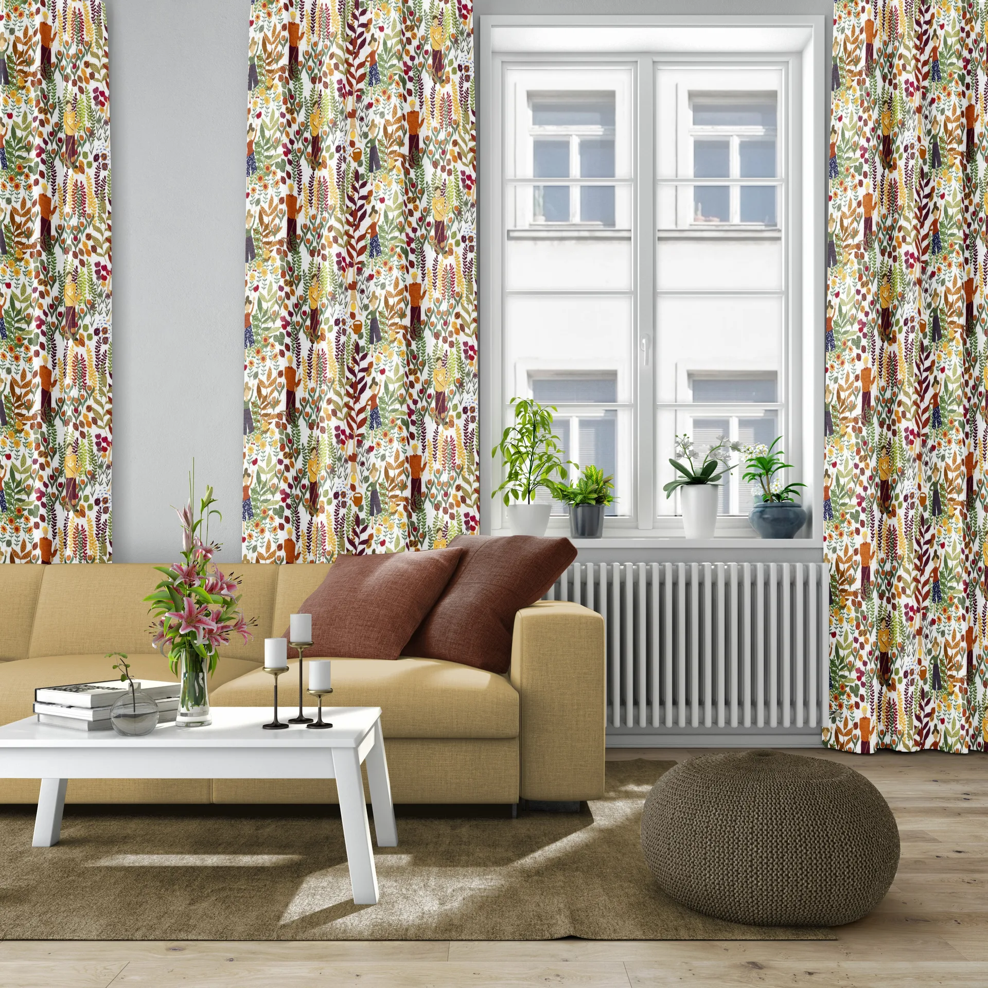 Trädgård fabric, rust Arvidssons Textil