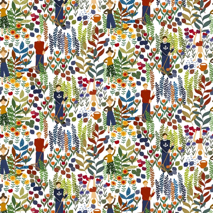 Trädgård fabric - White-Multi - Arvidssons Textil