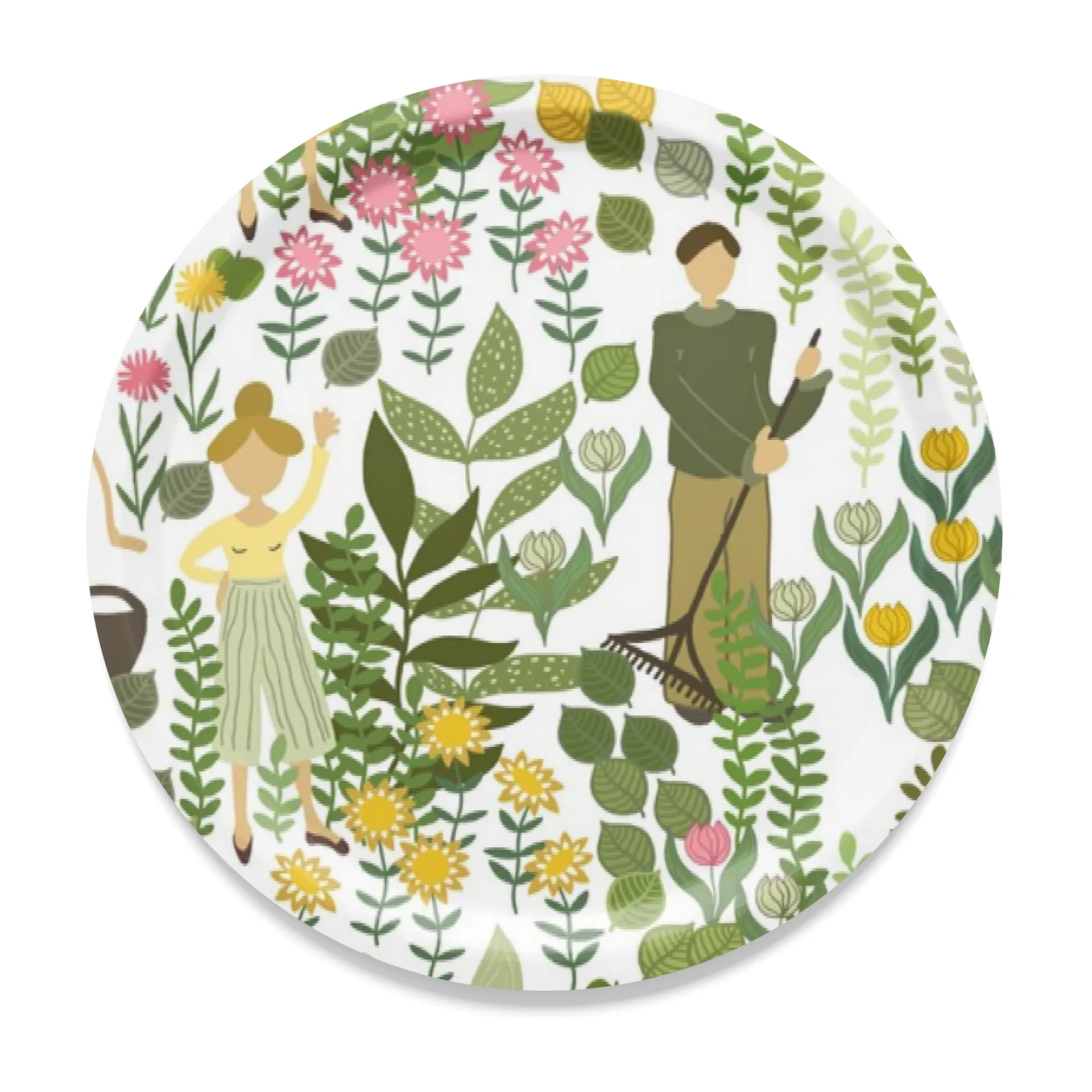 Trädgård round tray Ø31 cm, Green Arvidssons Textil