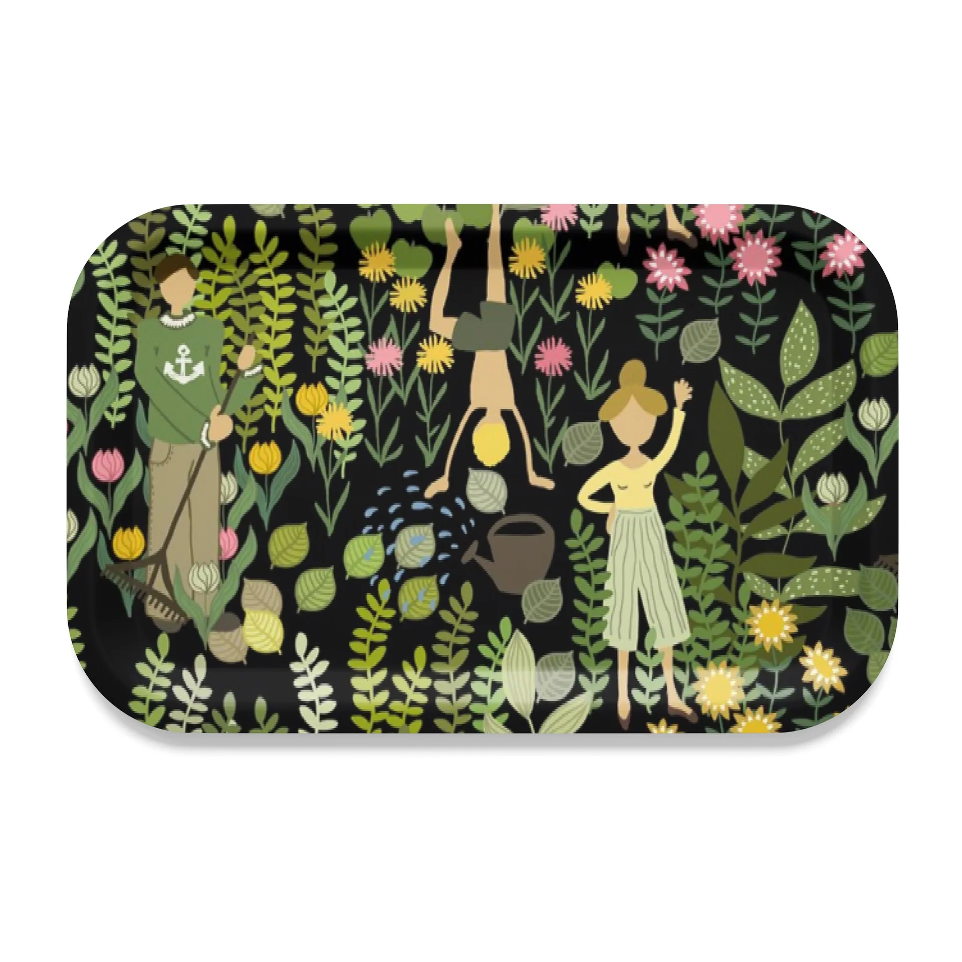 Trädgård tray 21x33 cm, Black-green Arvidssons Textil