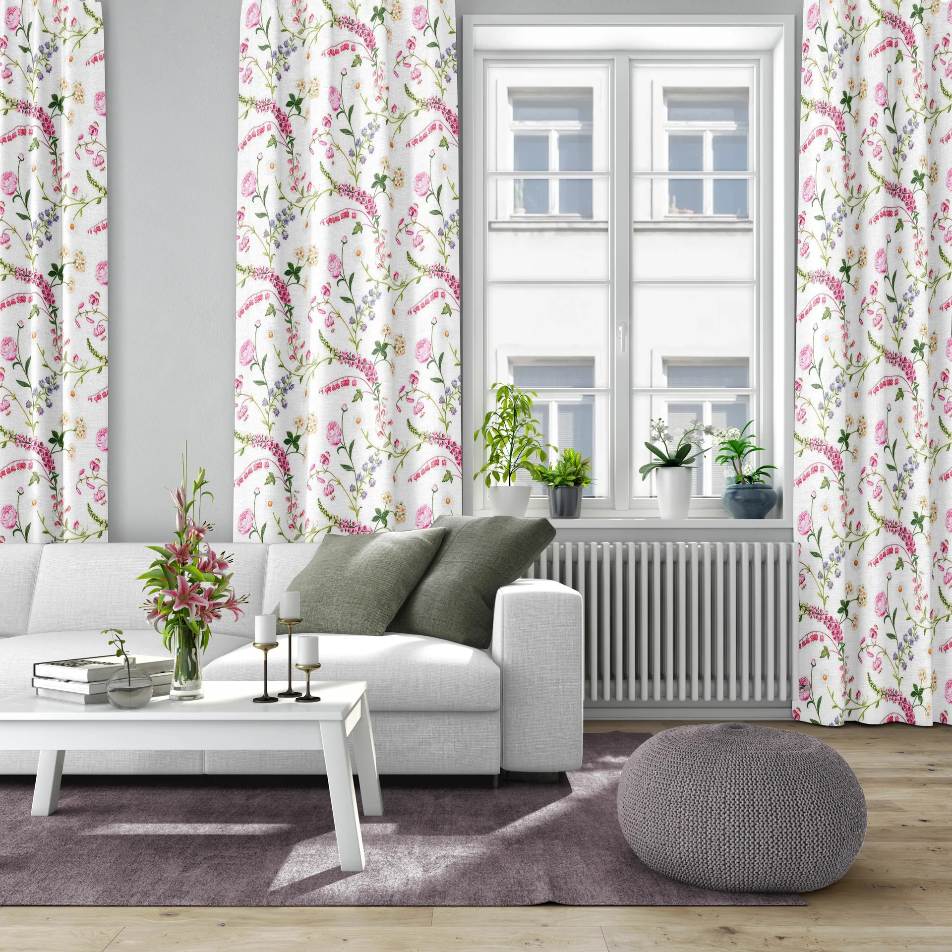 Trädgårdsblom fabric, Pink Arvidssons Textil