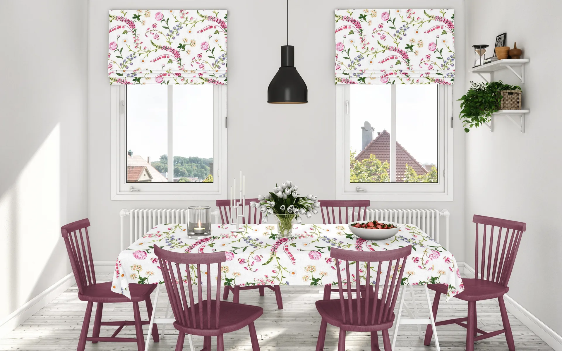 Trädgårdsblom oilcloth, Pink Arvidssons Textil