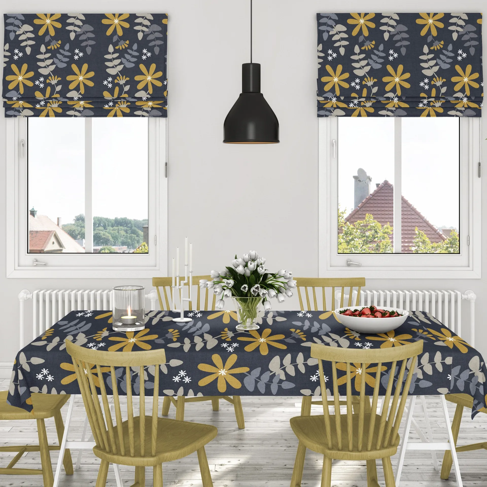 Under solen oilcloth, dark grey Arvidssons Textil