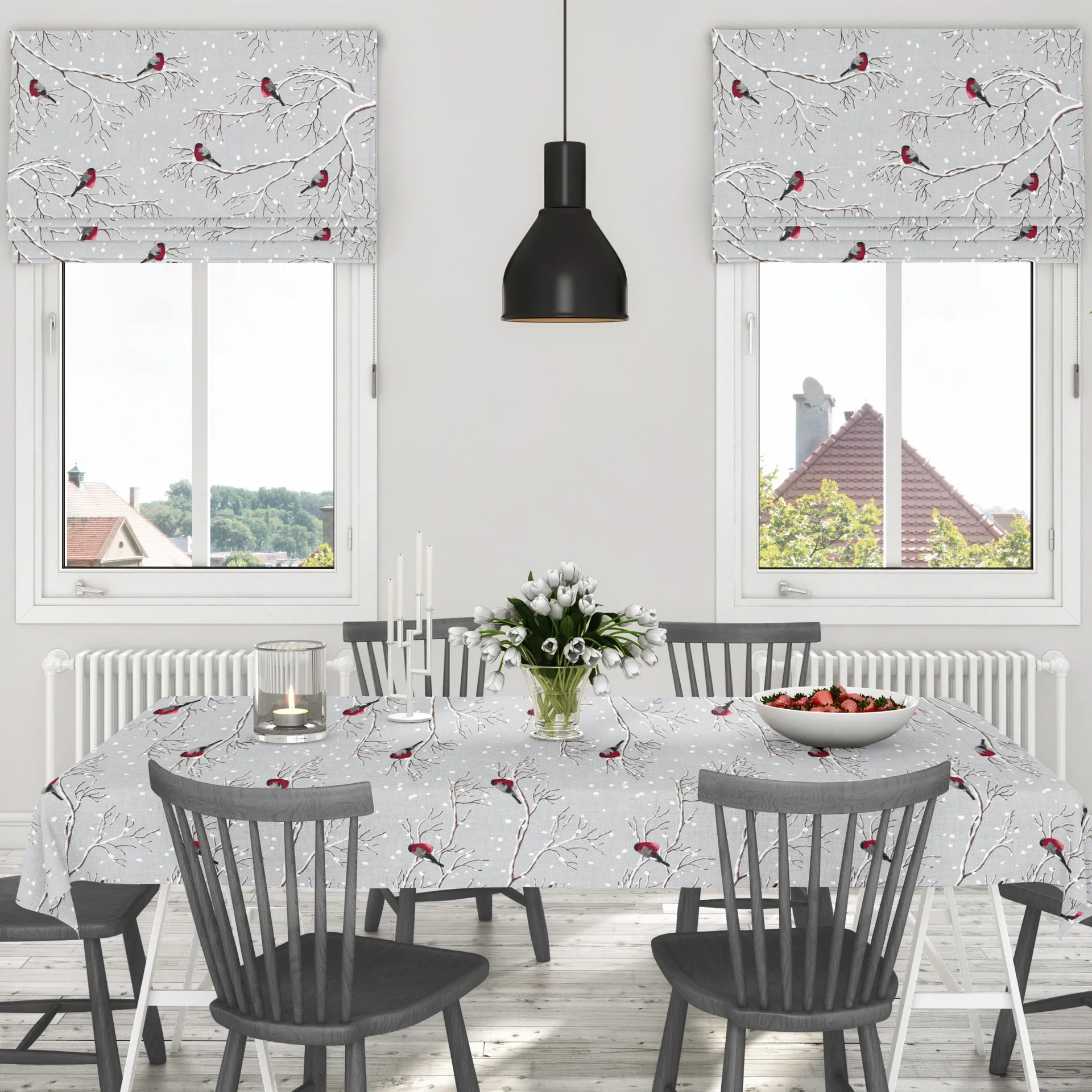 Vinterland oilcloth, grey Arvidssons Textil