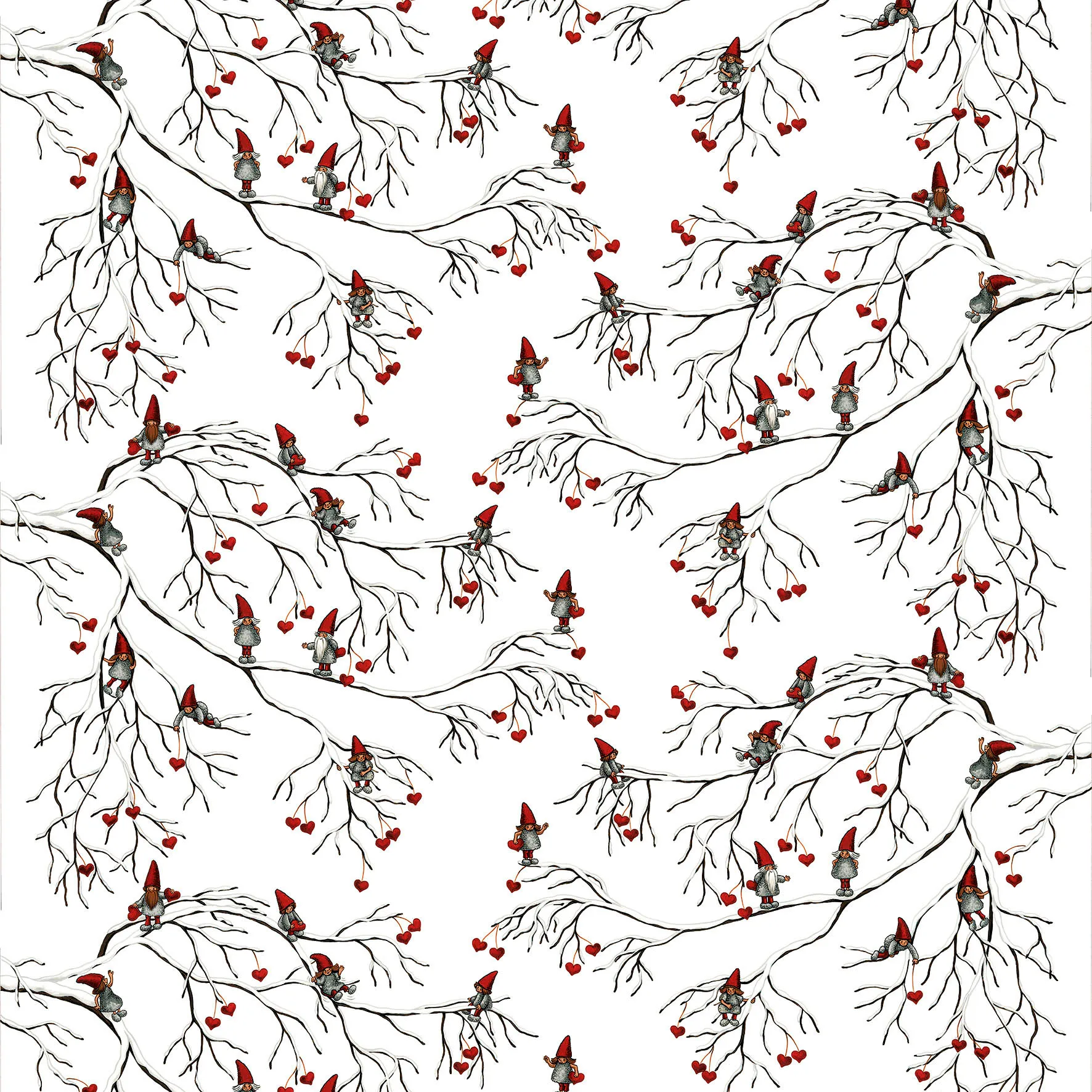 Vinterlek fabric, white Arvidssons Textil